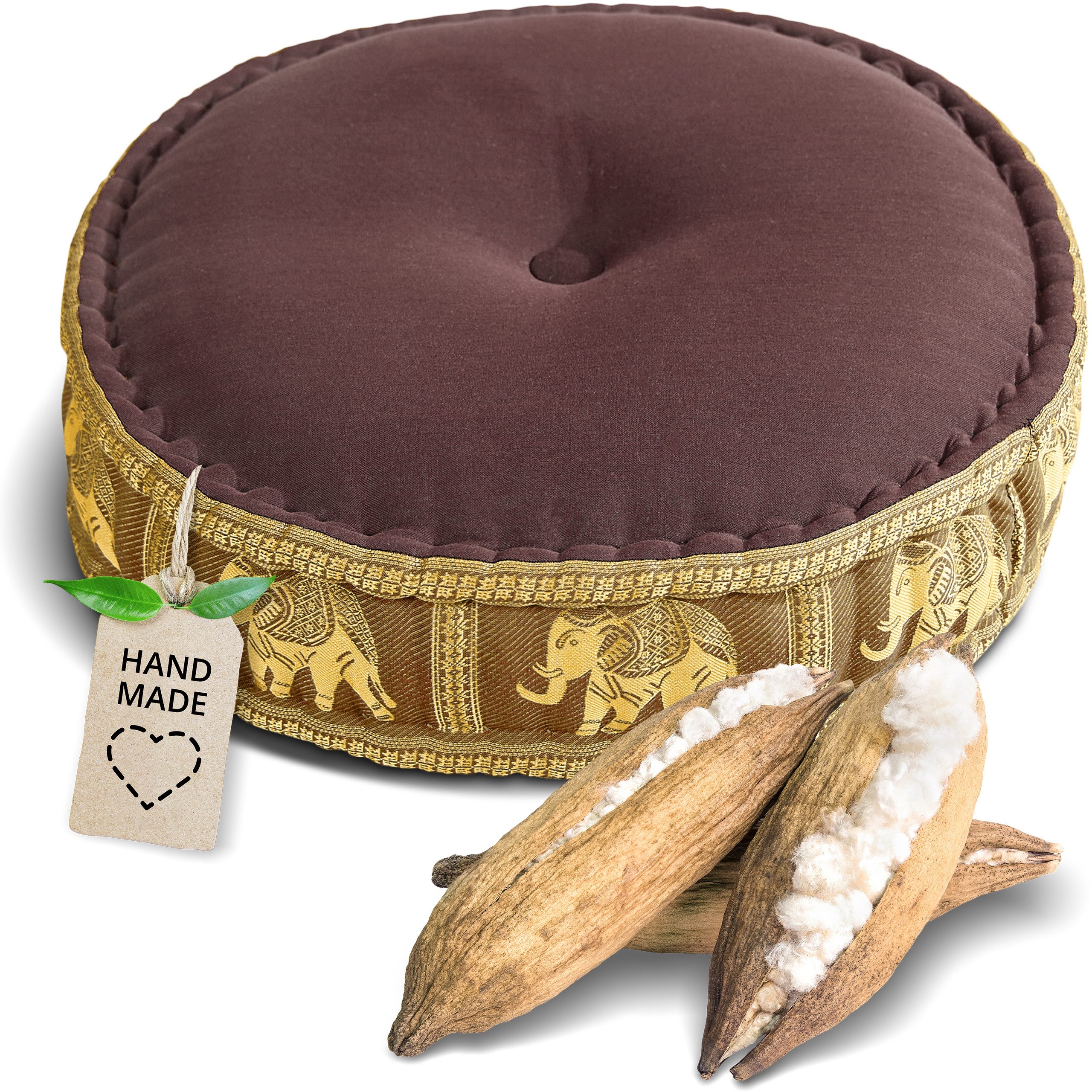 livasia Meditationskissen Zafukissen groß (Deluxe) - 45x15cm, Kapok, vegan, handgefertigt