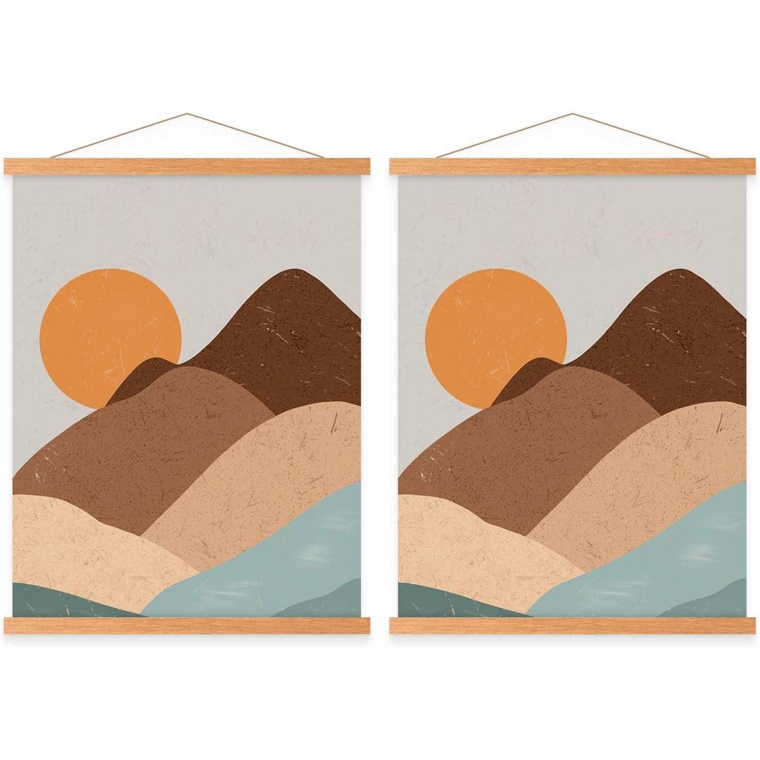 LuxusKollektion Bilderleiste Posterschiene Magnetisch A2 Posterrahmen Teakholz 42cm 2 Packungen, (2 St)