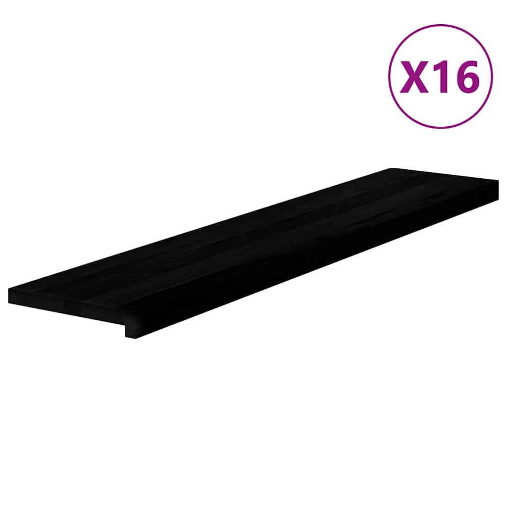 vidaXL Stufenmatte Treppenstufen 16 Stk Dunkelbraun 120x25x2 cm Massivholz Eiche