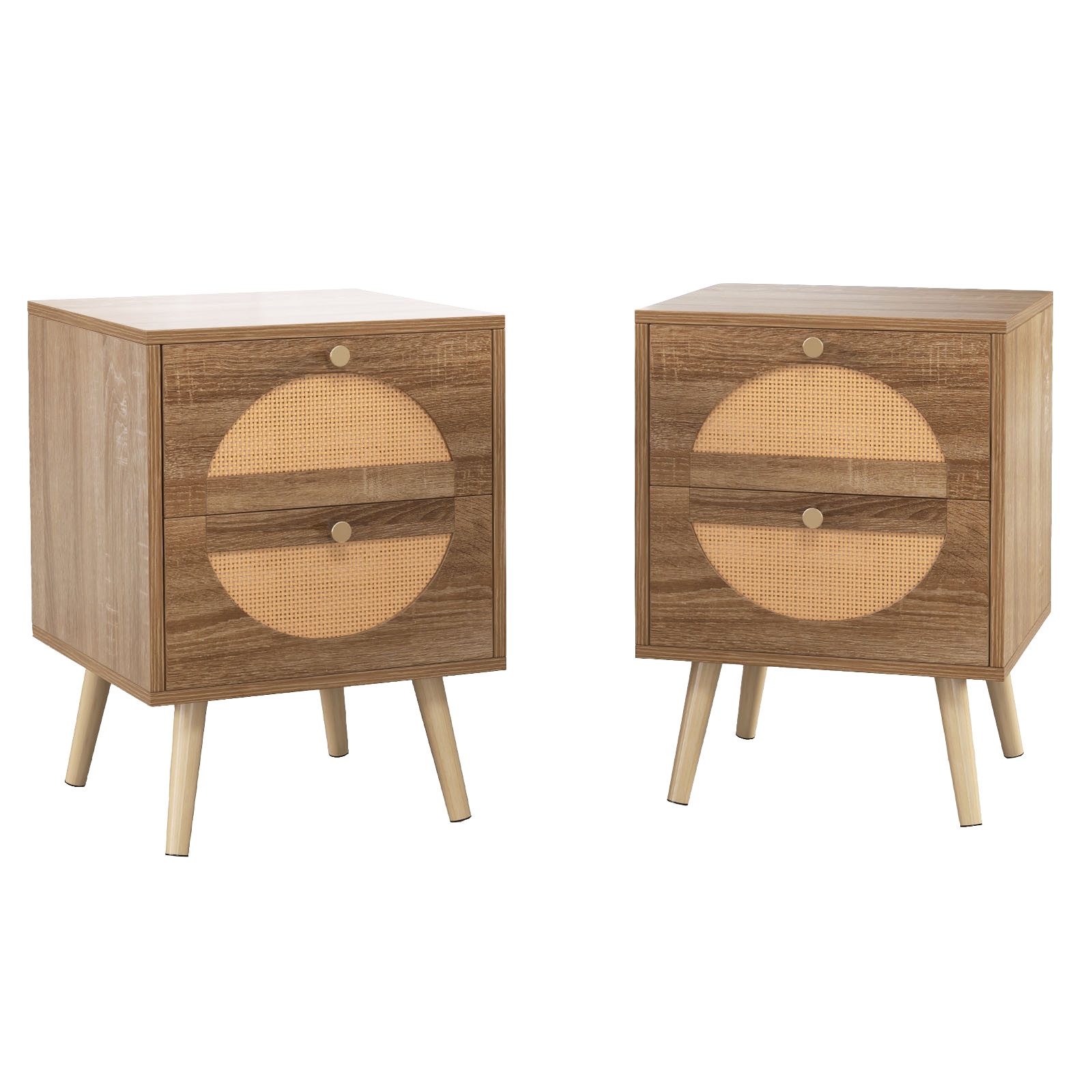 COSTWAY Nachttisch (2-St), Rattan, mit 2 günstig online kaufen