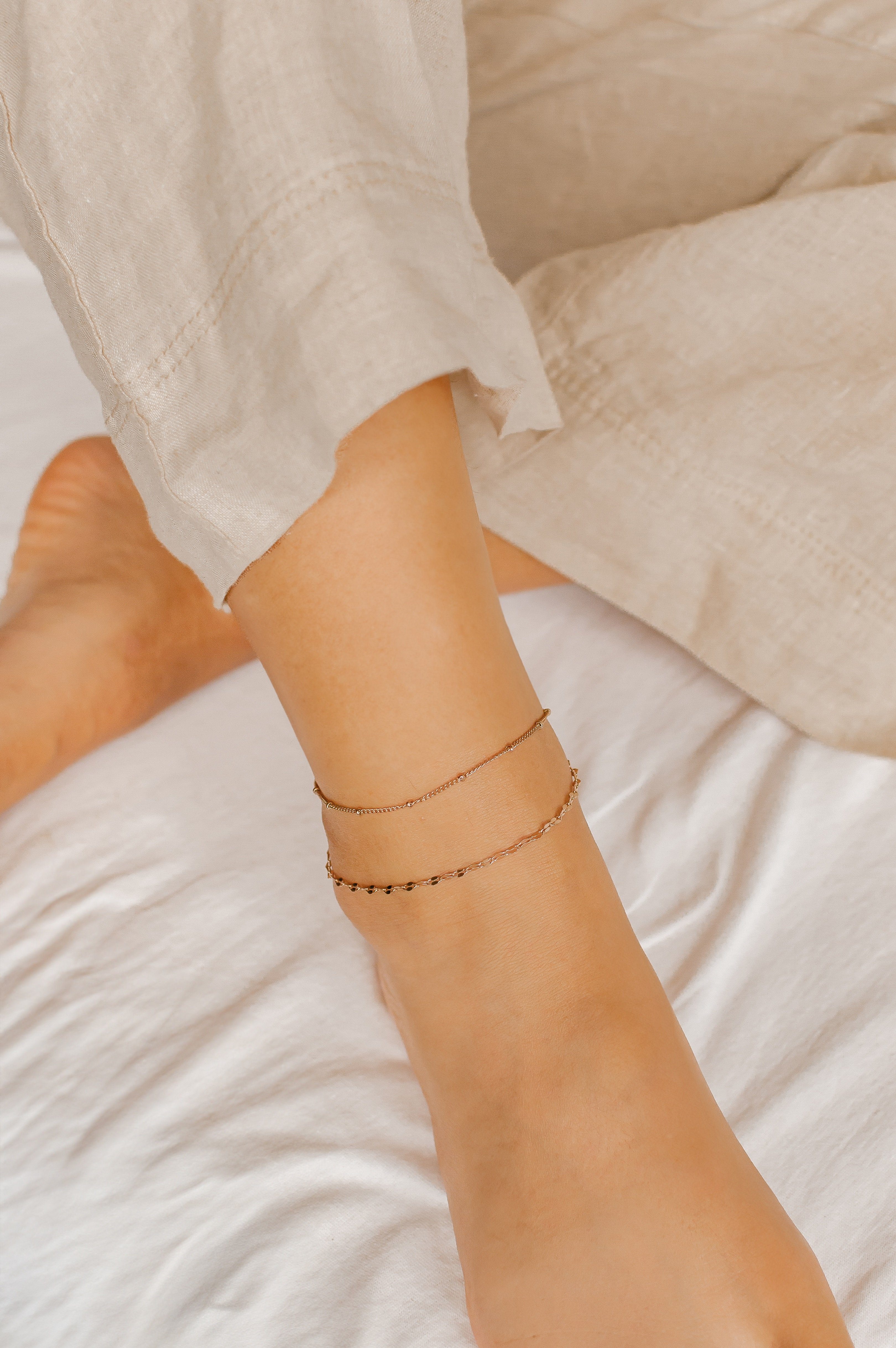 Hey Happiness Fußkette Mehrreihige Fußkette Damen, wasserfest, Layer Satell günstig online kaufen