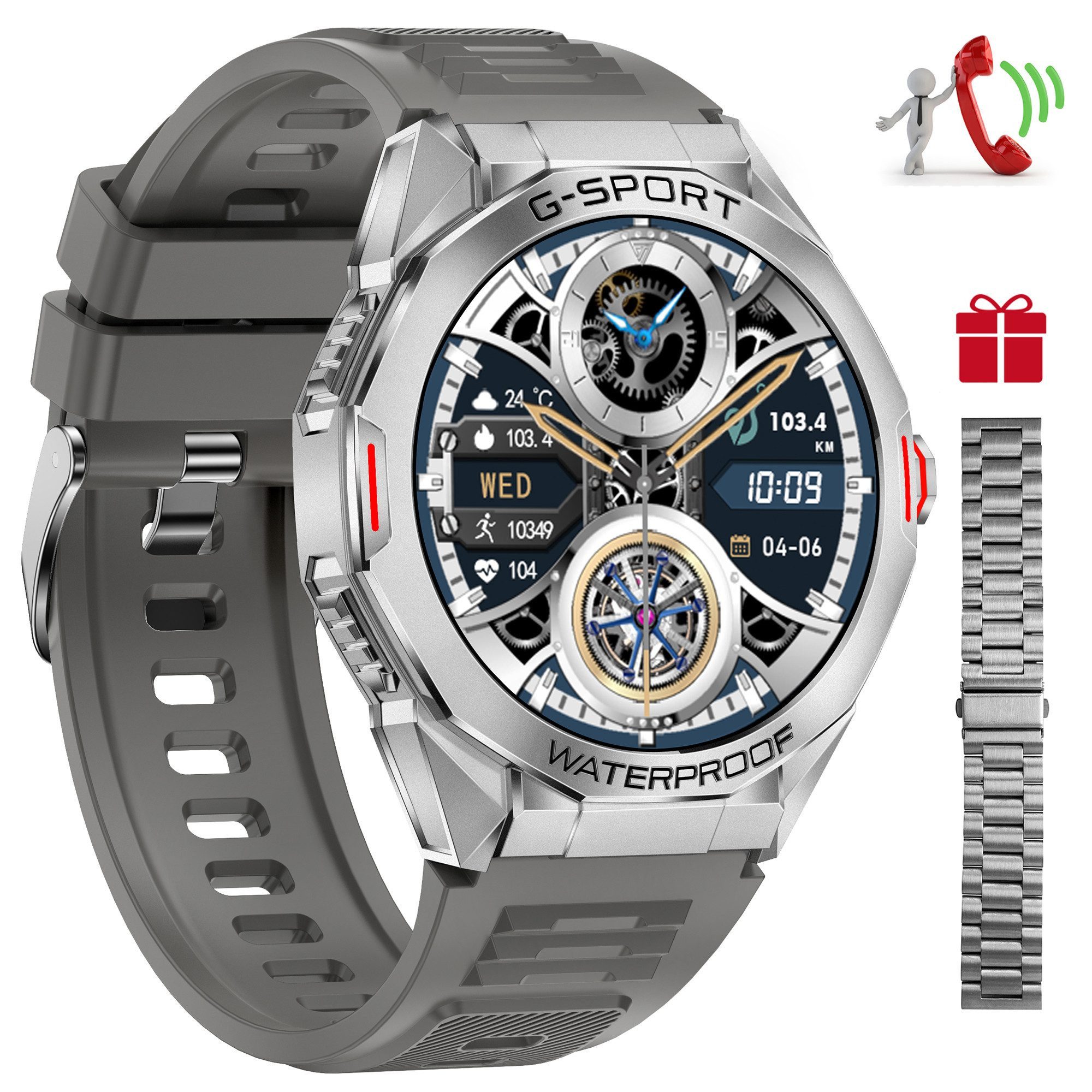 Smartwatch Fitness Tracker Uhr für Damen Herren mit Telefonfunktion Smartwatch
