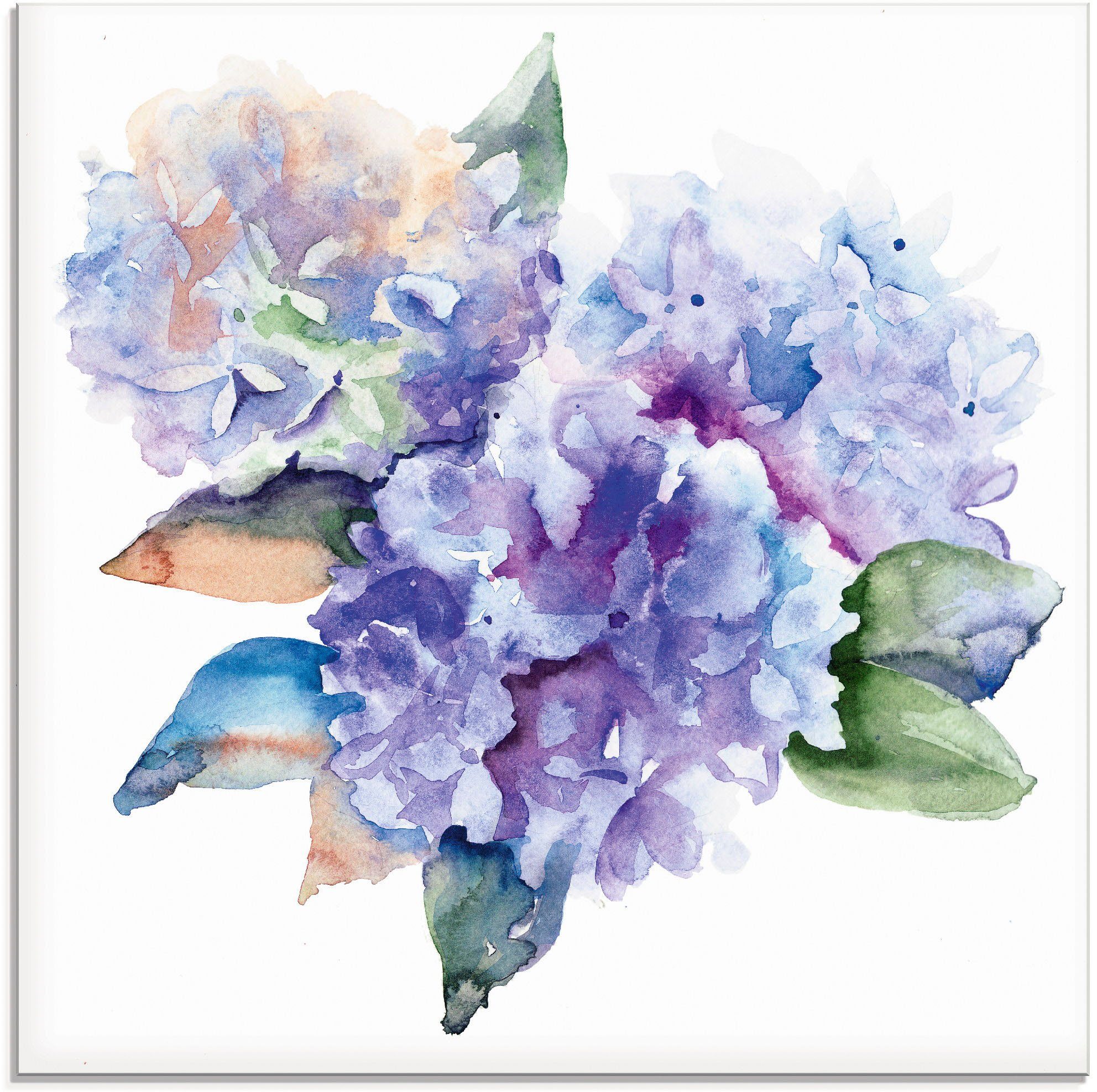 Artland Glasbild Hortensien, Blumen (1 St), in verschiedenen Größen