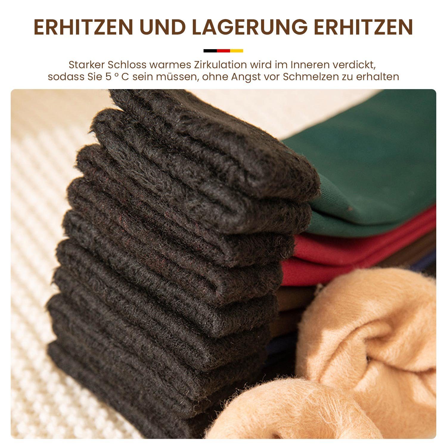2er MAGICSHE Damen Pack) Wintersocken Warme Schwarz+Braun Thermosocken mit Paar Fleecegefütterte (2-Paar, 2 Socken