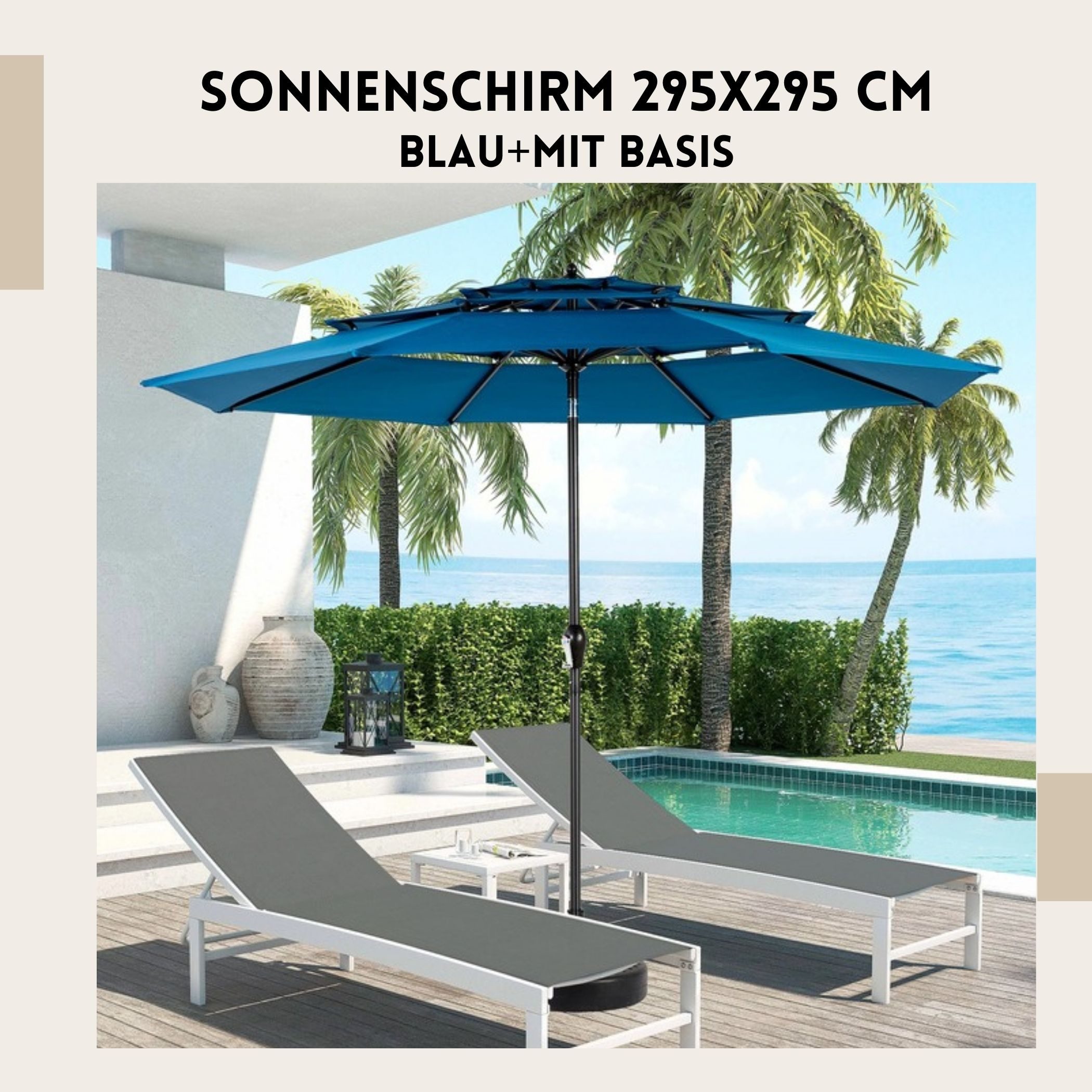 SeedWave Sonnenschirm 295x295 cm mit wasserdichtem günstig online kaufen