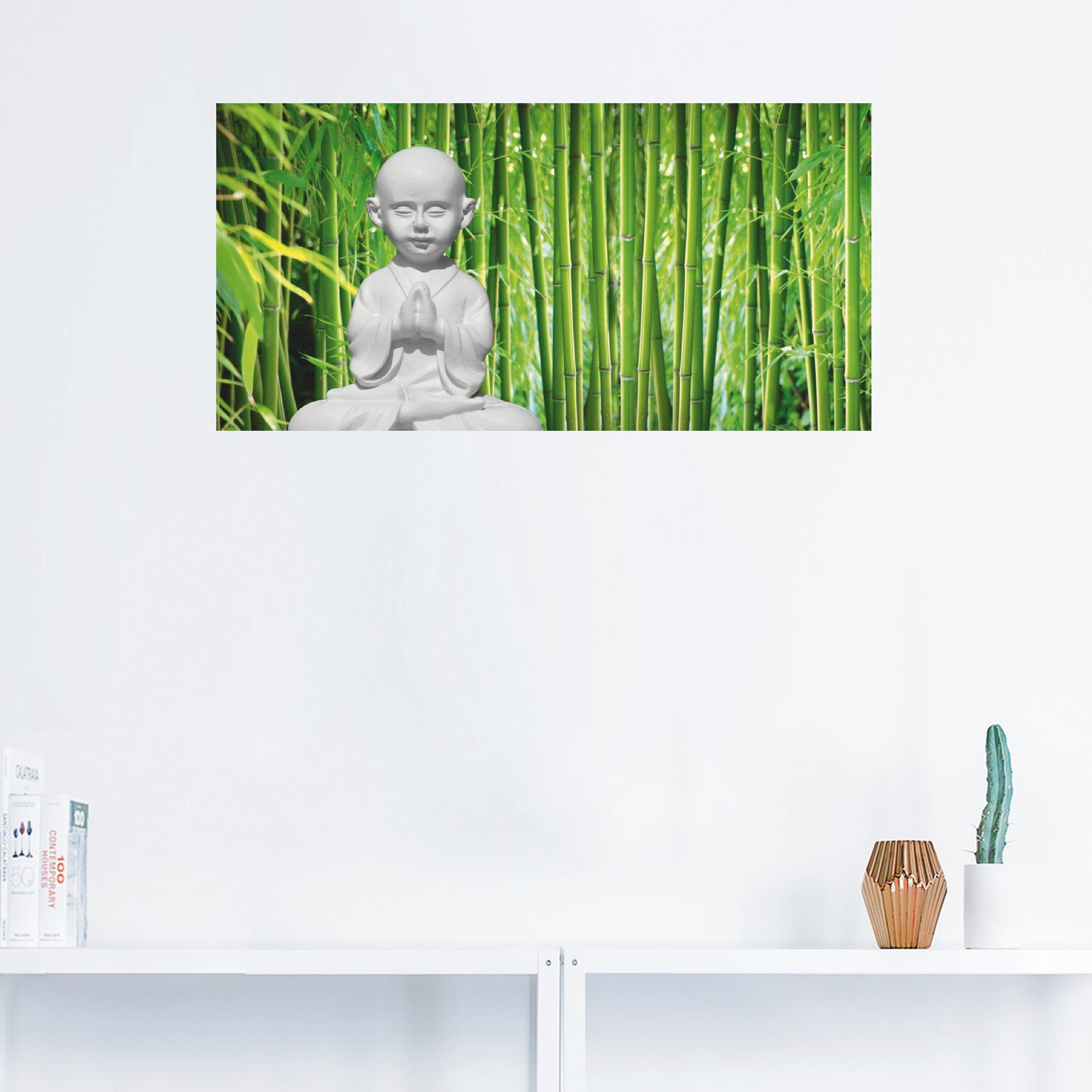 Wandbild Buddha oder als Wandaufkleber Artland Poster (1 Größen versch. St), Leinwandbild, in mit Bambus, Religion