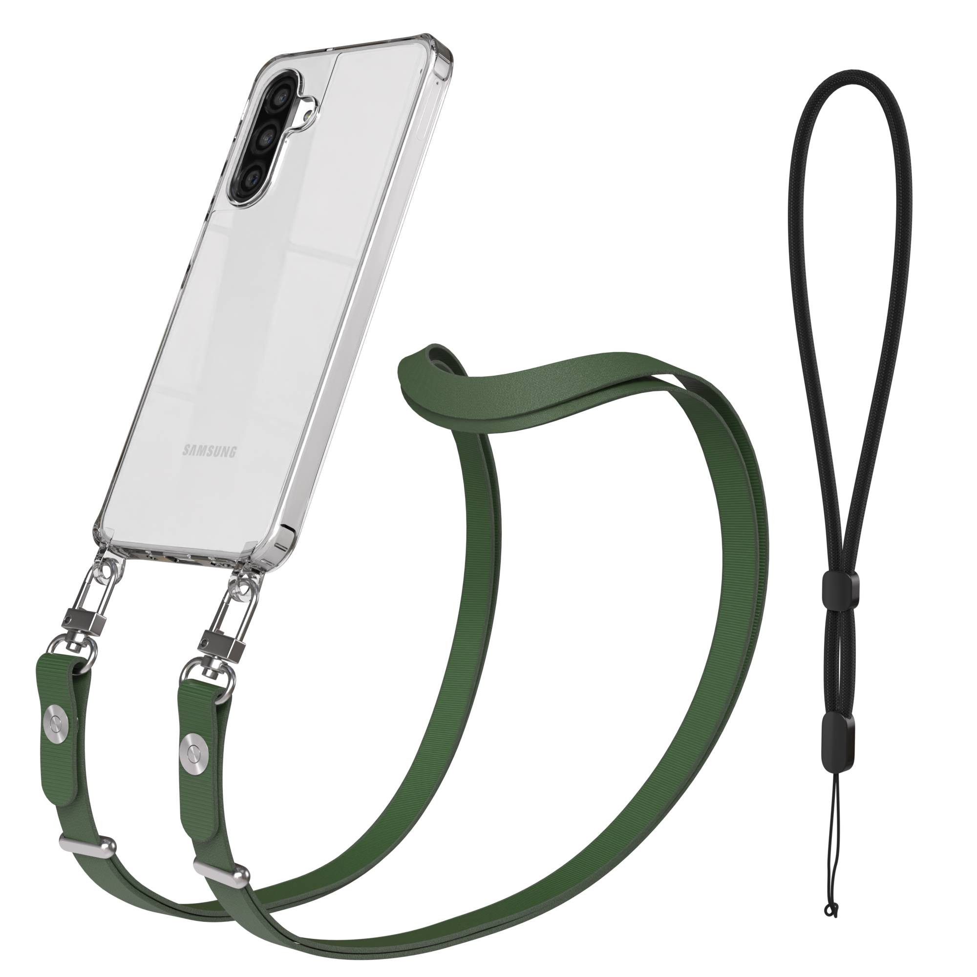 EAZY CASE Handykette für Samsung Galaxy A26 Handyhülle mit Handyband magnetisch, Schlichte Handykette in Dunkelgrün mit Magnetverschluss