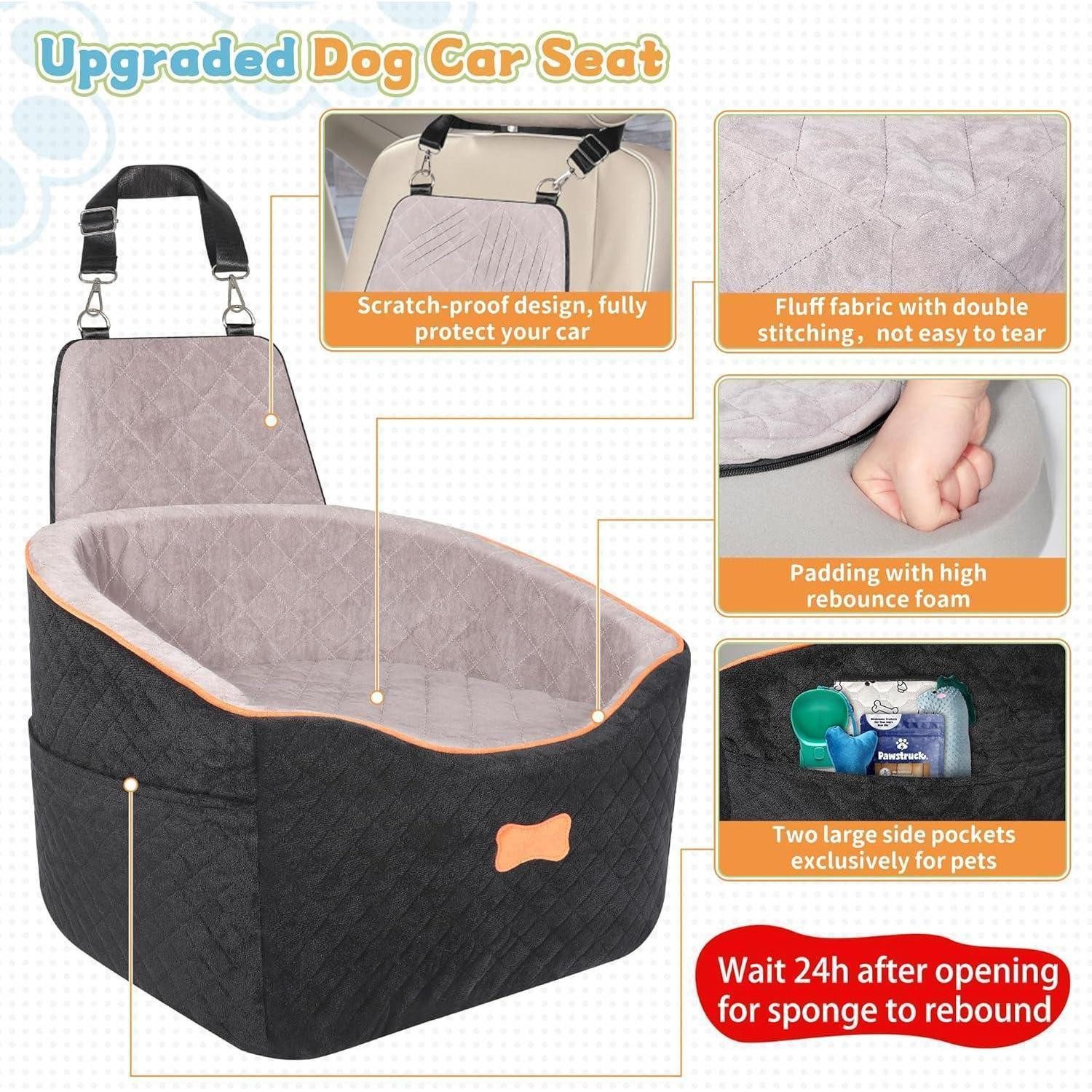 LuxusKollektion Hunde-Autositz Hundesitz Auto bis 16 kg, waschbar, höhenverstellbar, mit Gurt – Bild 4 von 5