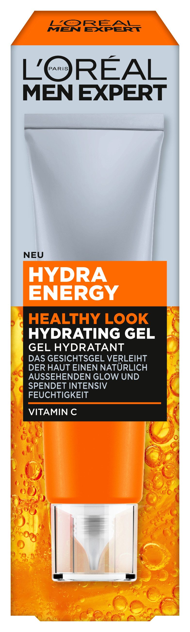 L'ORÉAL PARIS MEN EXPERT Gesichtsgel HYDRA ENERGY HEALTHY LOOK HYDRATING GEL, mit antioxidativem Vitamin C bis zu 24 Stunden lang