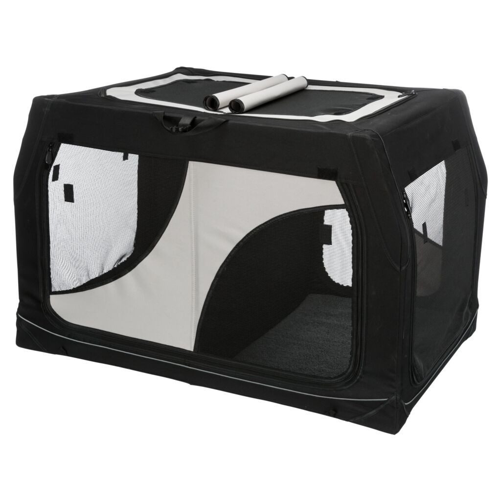 TRIXIE Hunde-Transportbox Hundebox Vario Double - schwarz/grau - 91 × 60 × 61/57 cm