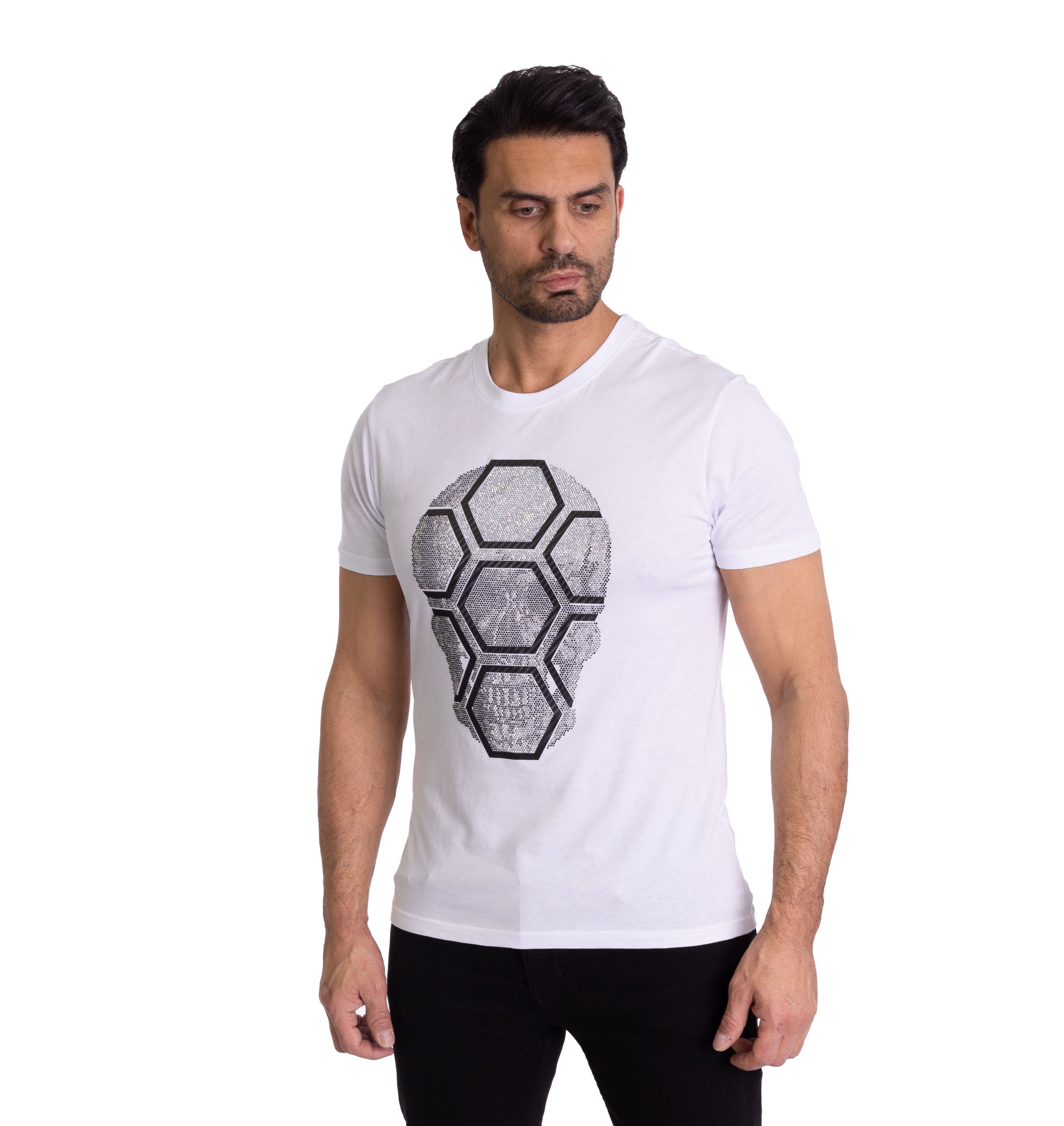 TRUENO T-Shirt Herren Strass Totenkopf T-Shirt günstig online kaufen