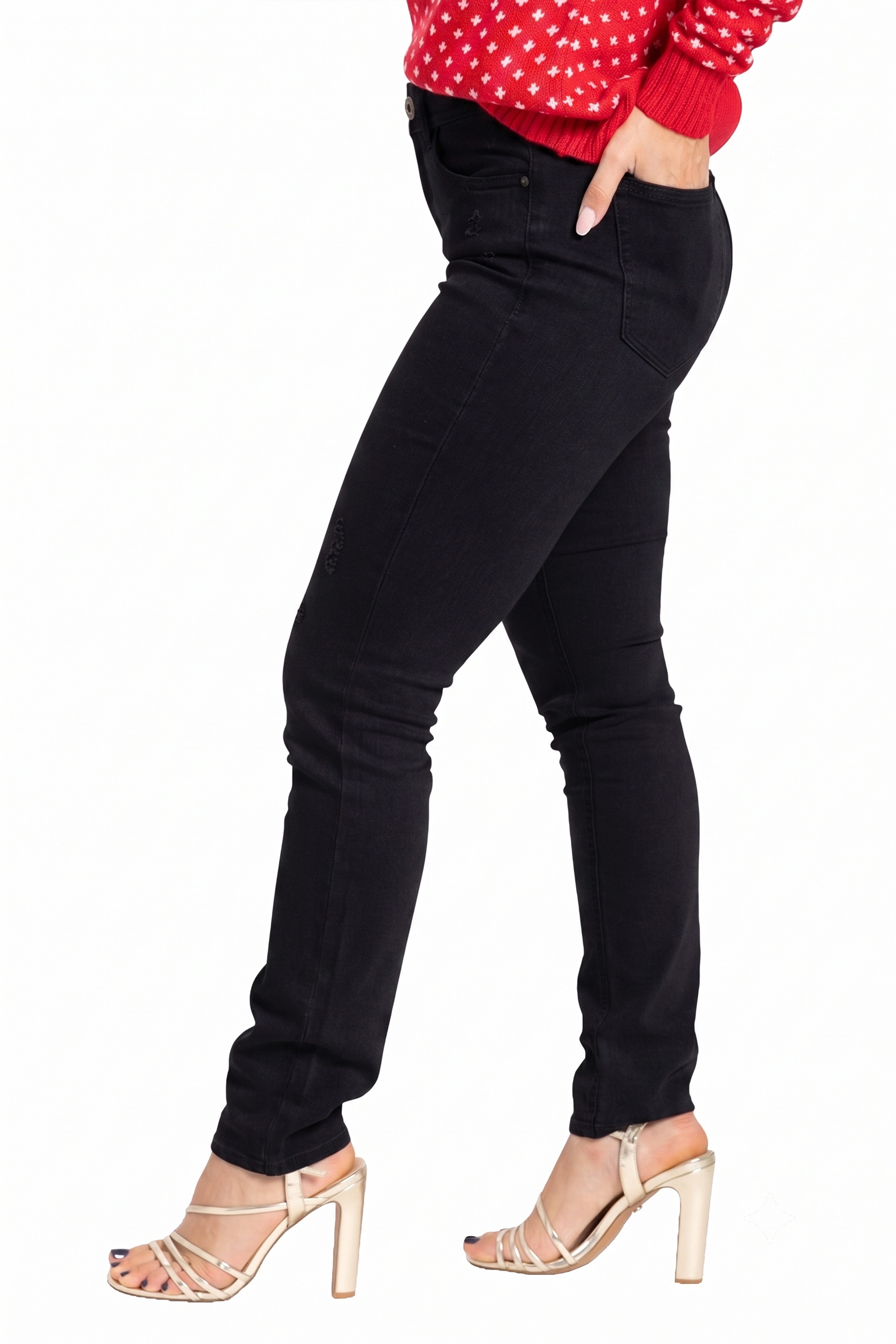 BlauerHafen Destroyed-Jeans BlauerHafen Damen Jeans Skinny Stretch Mid Rise