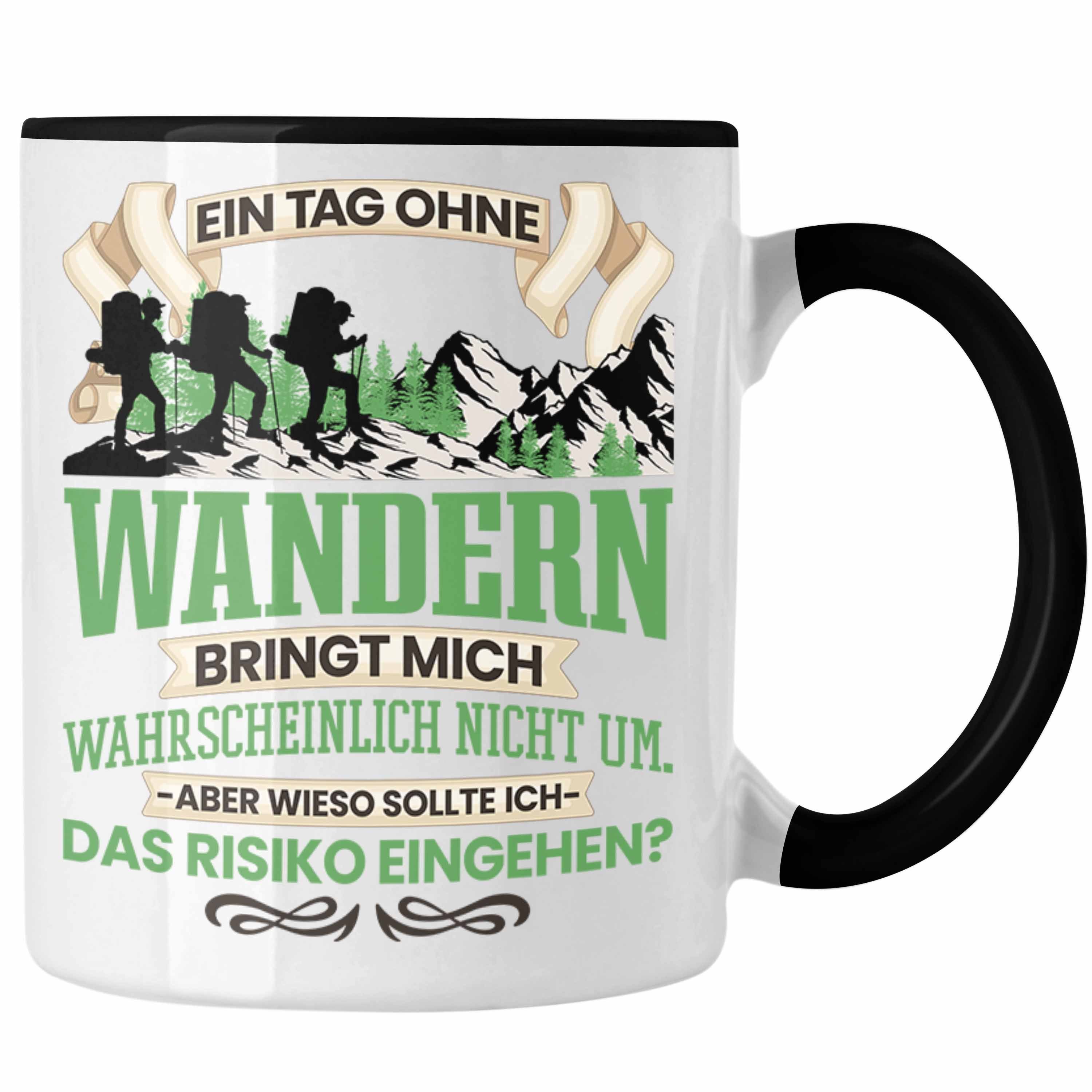 - Trendation Schwarz Tasse Trendation Lustiger Wanderer Wandern Berge Geschenk für Spruch Tasse