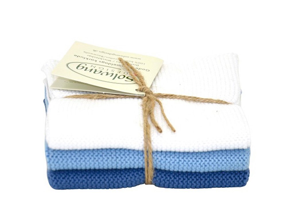 Solwang Spültuch Solwang Wischtuch Weiß Blau Kombi 3er Set