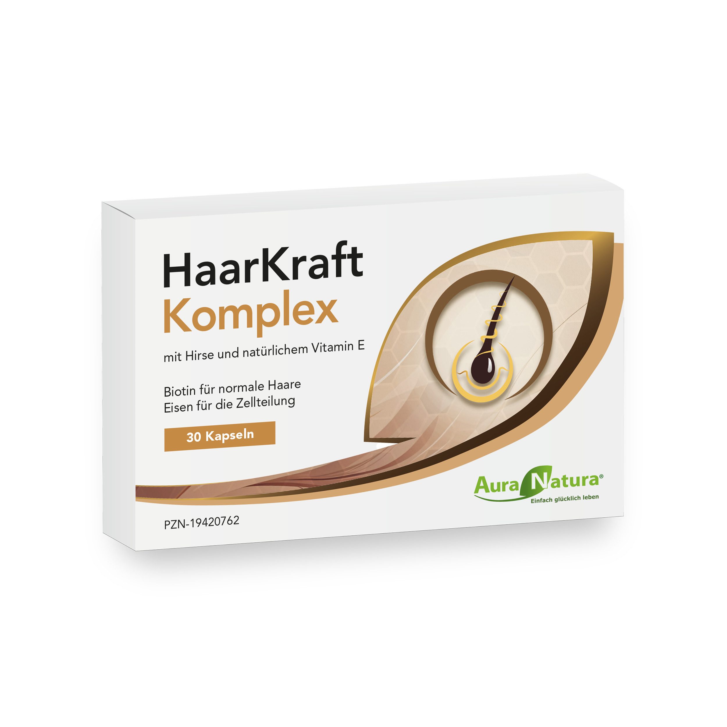Aura Natura HaarKraft Komplex, Hirse-Extrakt, Biotin & Vitamin B5, B6 und E Kapseln, 1 er 30 St., Angereichert mit Aminosäuren und Eisen