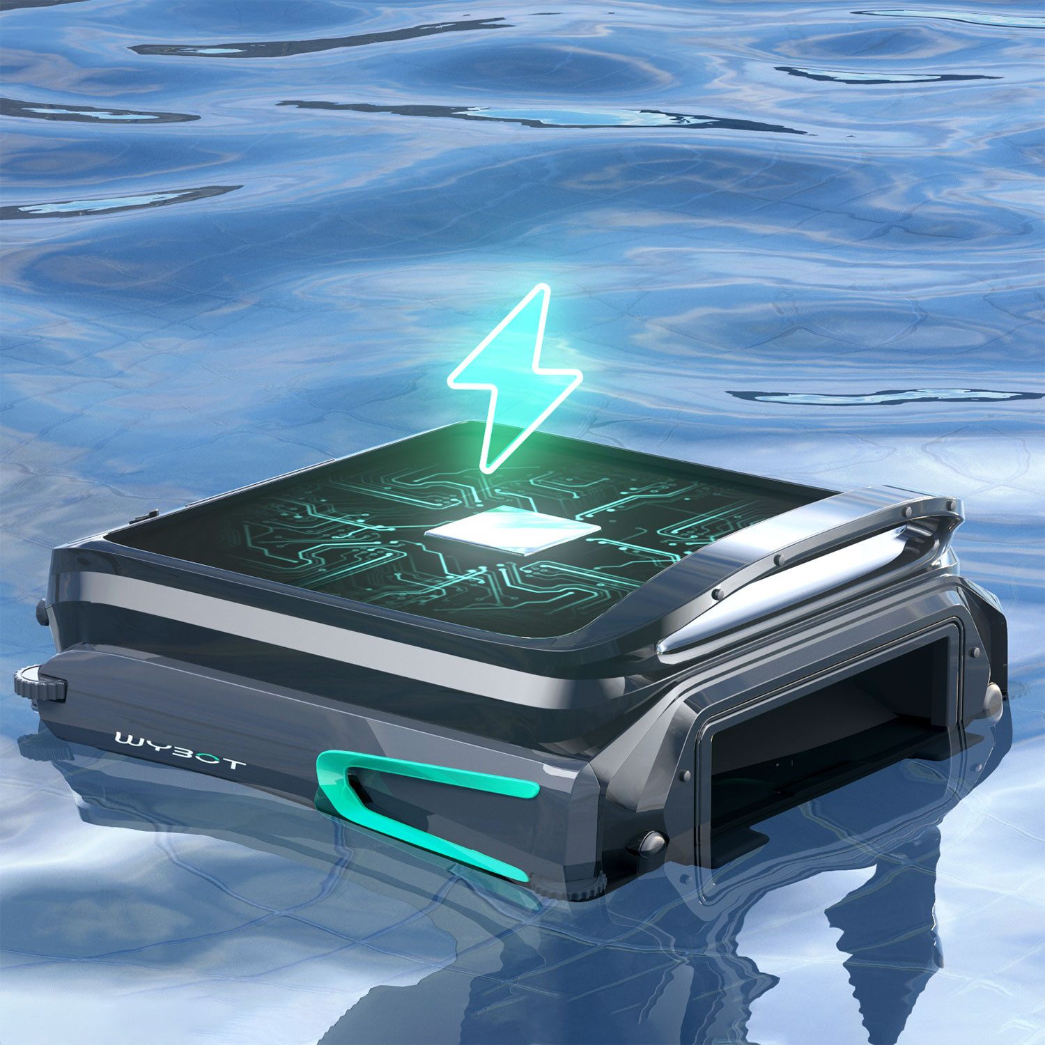 WYBOT Poolroboter F1 solarbetrieben Reinigung der Wasserlinie, Integrierte Solarzelle als Energiequelle