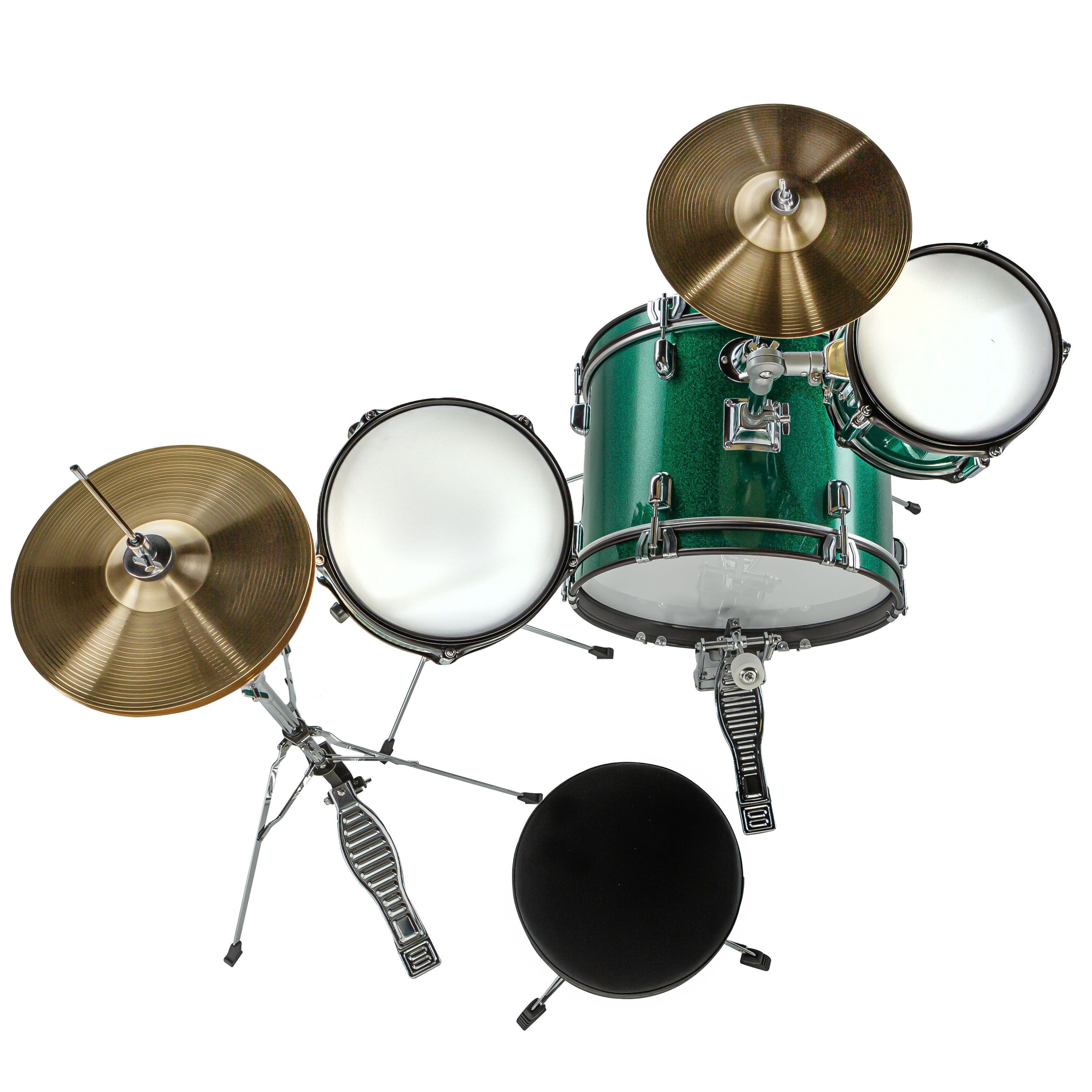 FAME Schlagzeug, Drums for Kids, Drumsets, 3 PC Junior Drumset Tabaluga Dark Green - Drumsets für Kinder