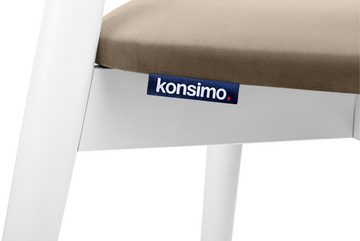 Konsimo Holzstuhl RABI Esszimmer Stuhl Esstischstuhl Küchenstuhl Walnuss (Esszimmerstühl, 2 St), Gestell aus Massivholz, Veloursitz