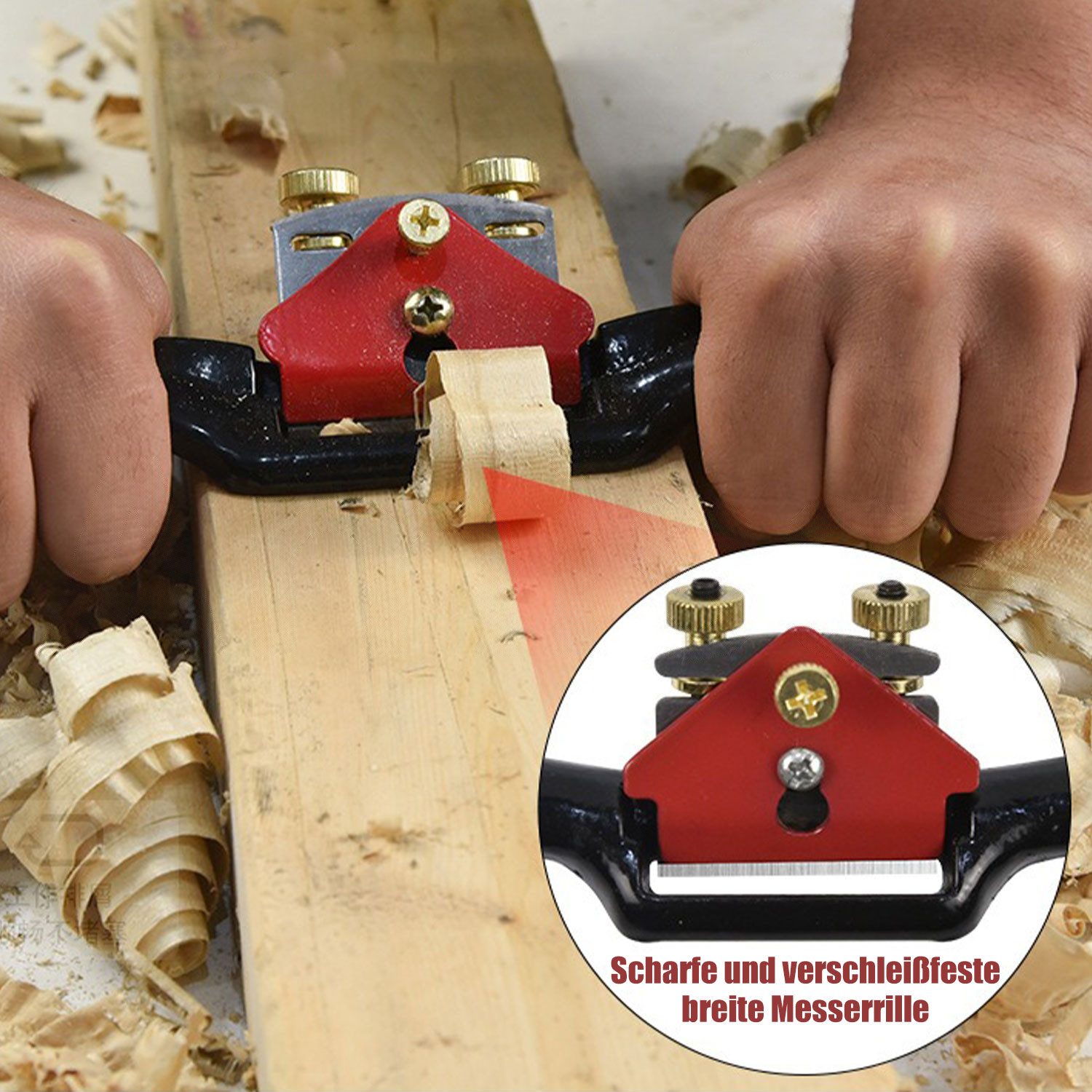 Refttenw Blockhobel Schweifhobel Schabhobel Verstellbare Handhobel mit 2 Ersatzklingen, Hobeleisenbreite 43,00 mm