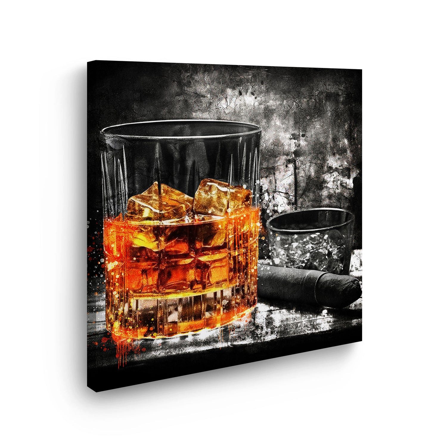 Leinwandbild Glas Whiskey Abstract Style Leinwandbild Wandbild Kunstdruck XL Wandde