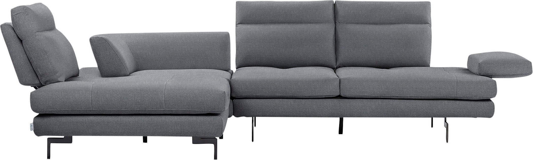 CALIA ITALIA Ecksofa Toby Wing, B/T: 288/232 cm, Designsofa, Premium Sitzkomfort, L-Form, Sitztiefenverstellung, wahlw. mit Kissen-Set,Füße schwarz matt