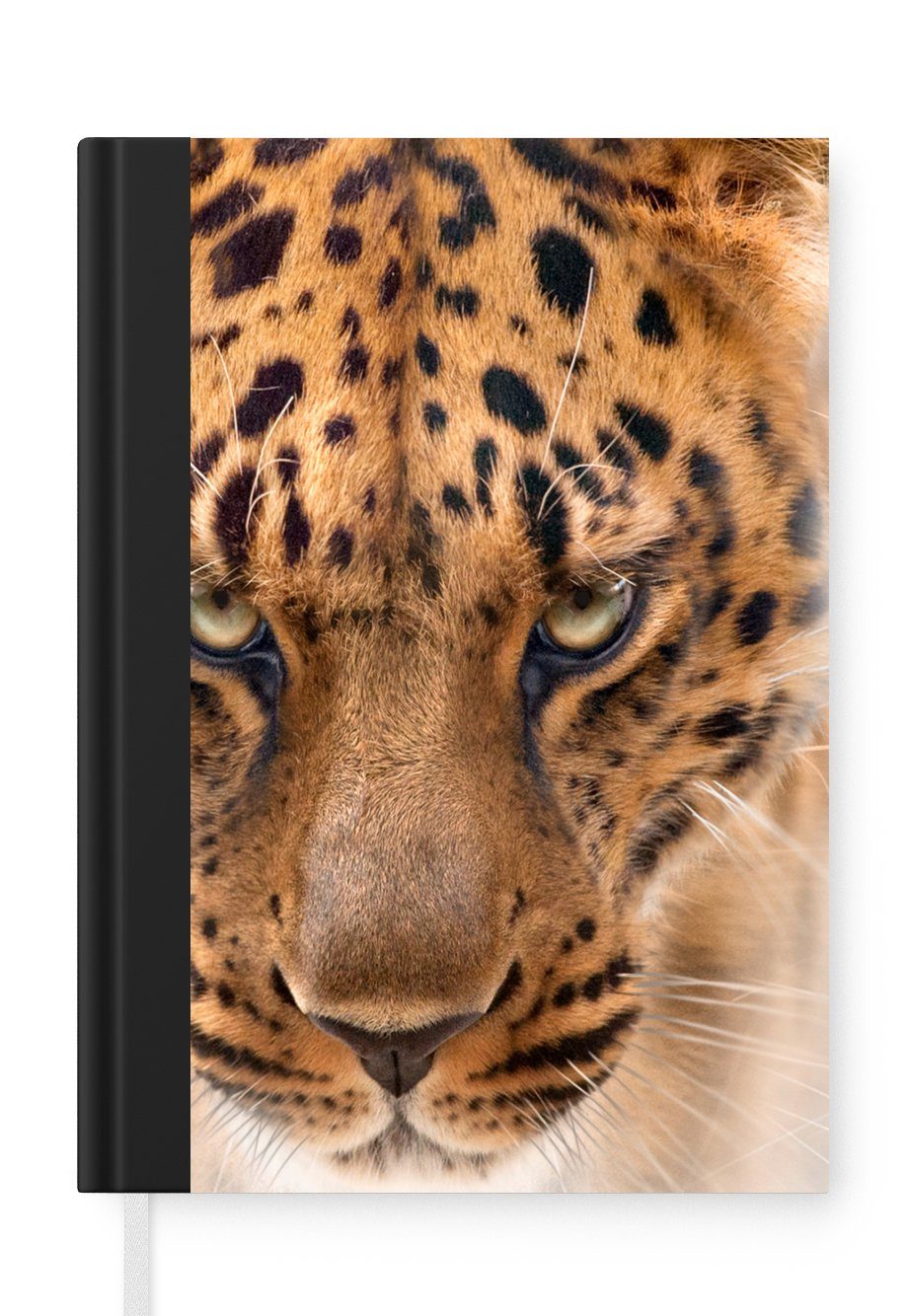 MuchoWow Notizbuch Leopard - Porträt - Gesicht, Journal, Merkzettel, Tagebuch, Notizheft, A5, 98 Seiten, Haushaltsbuch | Notizbücher