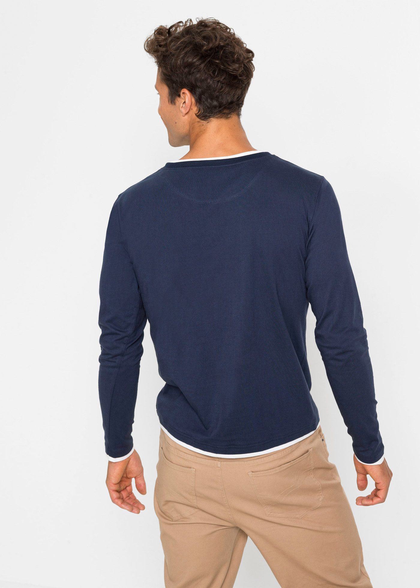 bonprix 2-in-1-Shirt (Packung, 2-tlg) Regular Fit, Langarm, aus Baumwolle, unifarben