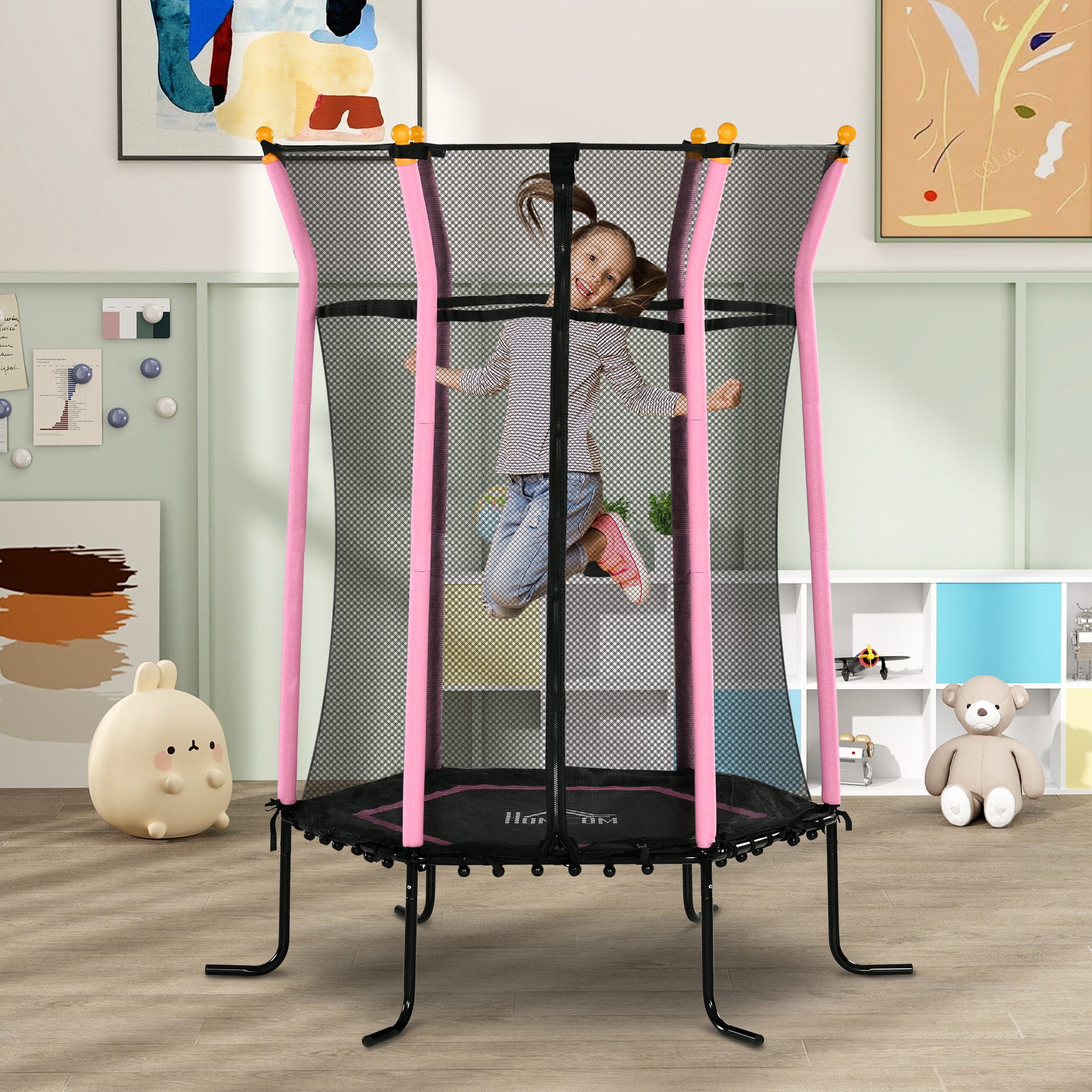 HOMCOM Kindertrampolin Ø163,5 cm, mit Sicherheitsnetz, günstig online kaufen