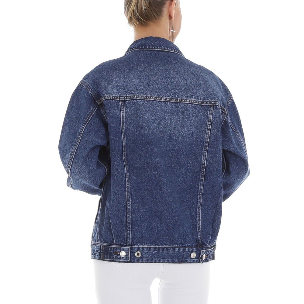 Ital-Design Jeansjacke Damen Freizeit Used-Look Jeansjacke in Blau