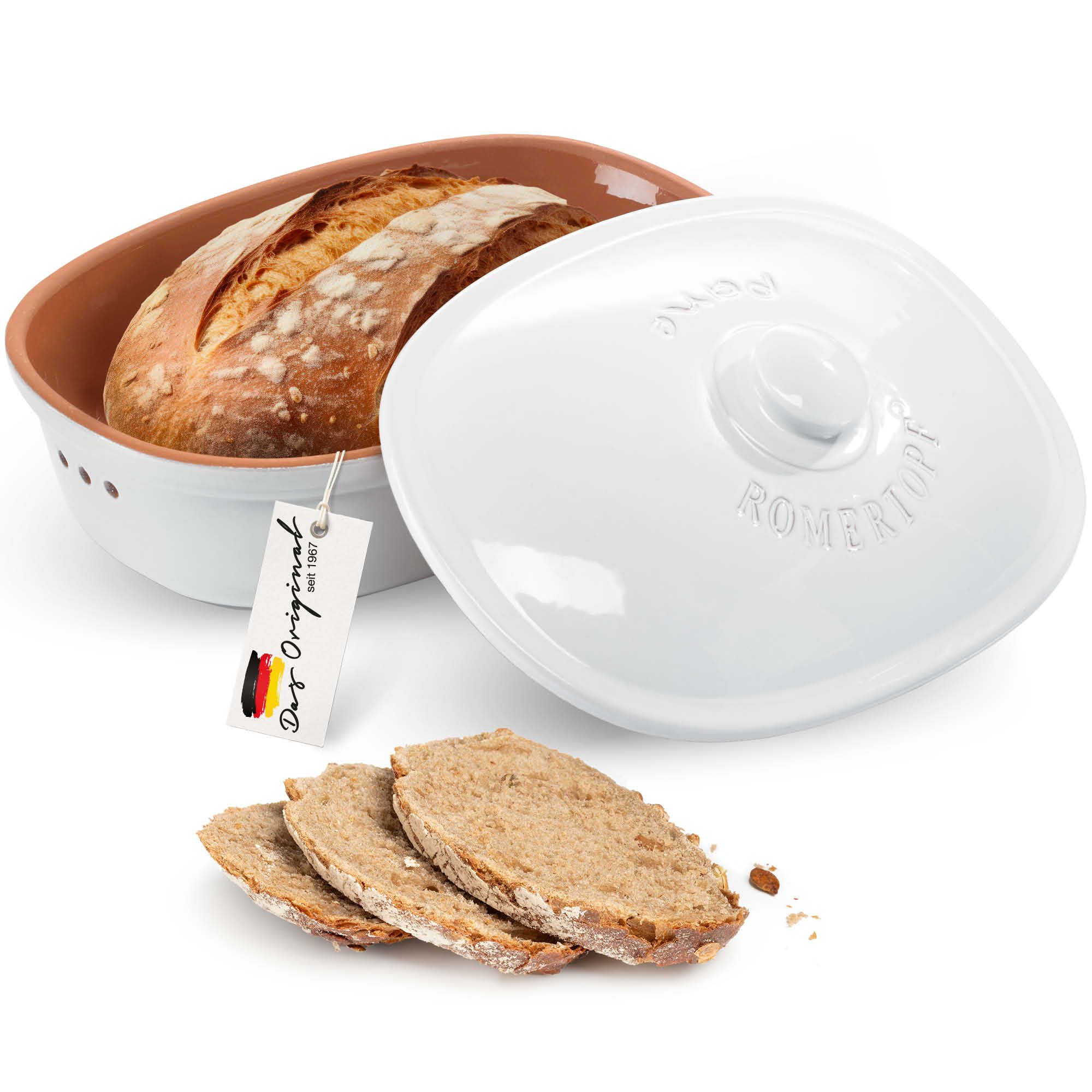 RÖMERTOPF Römertopf Brottopf oval MEDI 2,3 Liter - Keramik Brotkasten