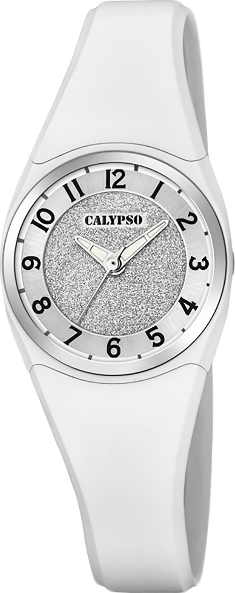 weiß, Fashion Armbanduhr K5752/1 Quarzuhr Damen Uhr Kunststoff, WATCHES Kunststoff Damen PUarmband rund, Calypso PU, CALYPSO