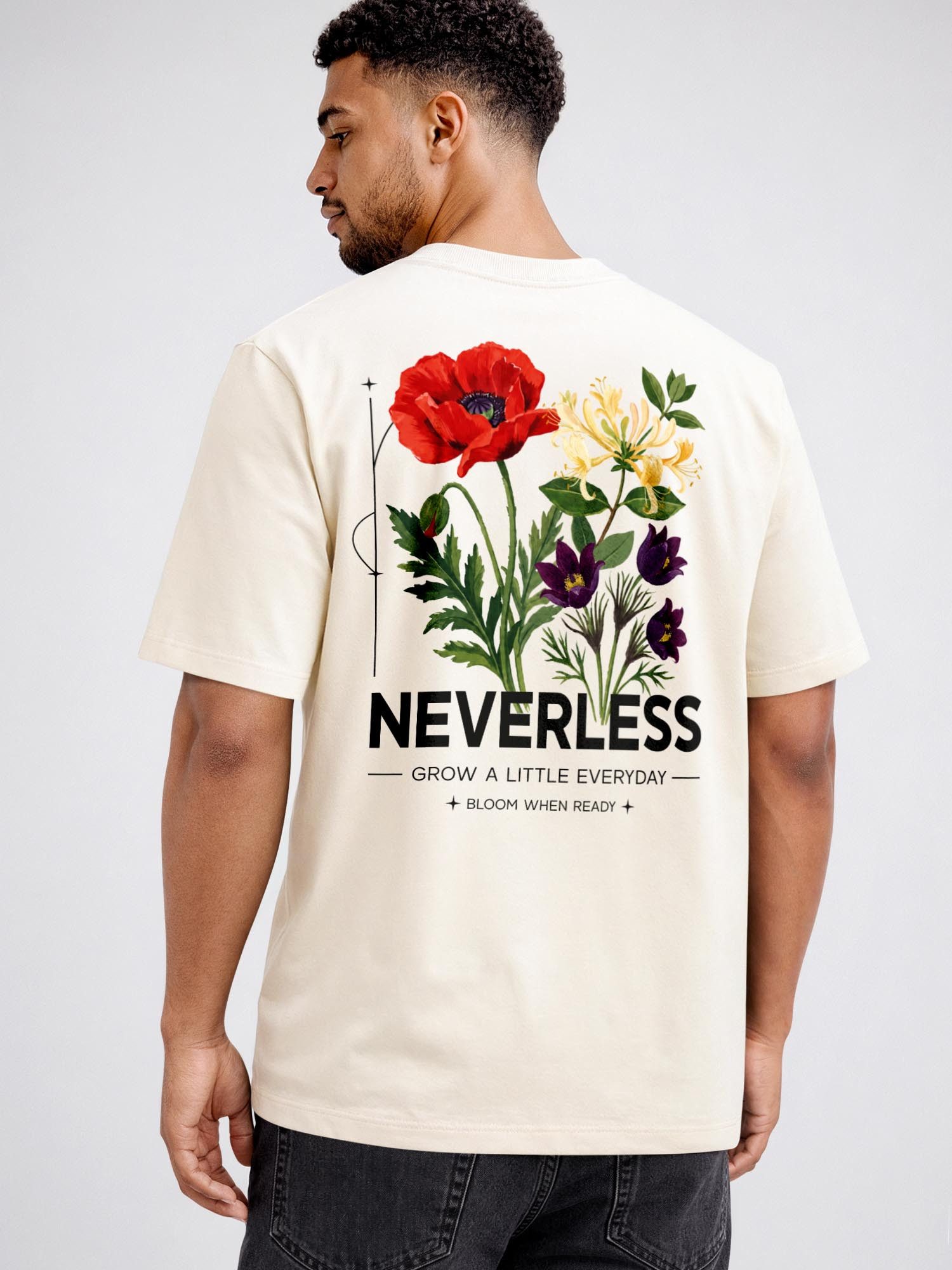 Neverless Oversize-Shirt Herren T-Shirt - Wild Flowers - Oversized Relaxed Fit Printshirt mit Print