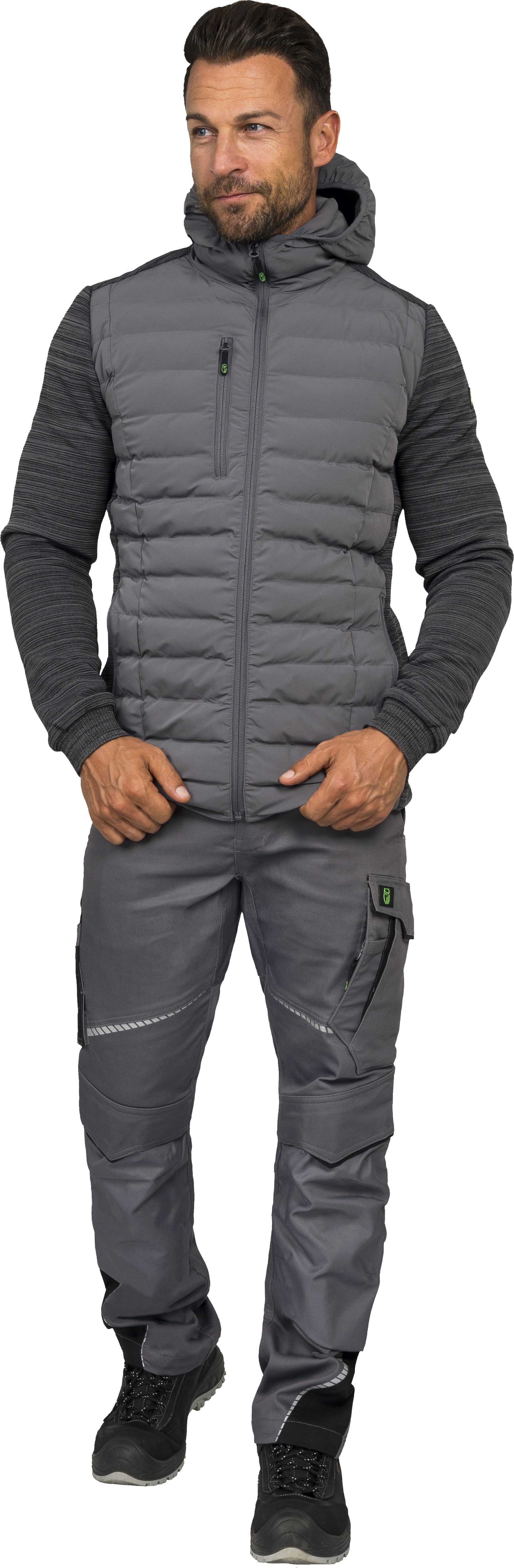 Leibwächter Hybridjacke Casual-Line Herren Steppjacke (Übergangsjacke mit Kapuze, Wattierung aus Sorona® AURA - leicht, atmungsaktiv)