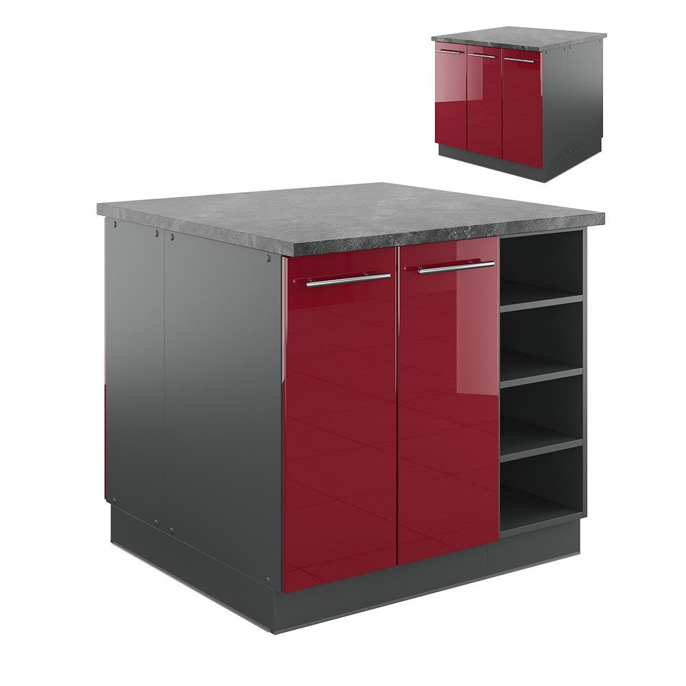 Vicco Unterschrank Fame-Line, Bordeaux Hochglanz/Anthrazit, 90 günstig online kaufen