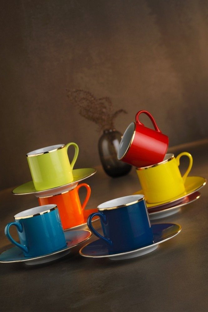 Kütahya Porselen Kaffeeservice Rüya 12-tlg. Kaffeeset für 6 Personen – Bunt & Elegan