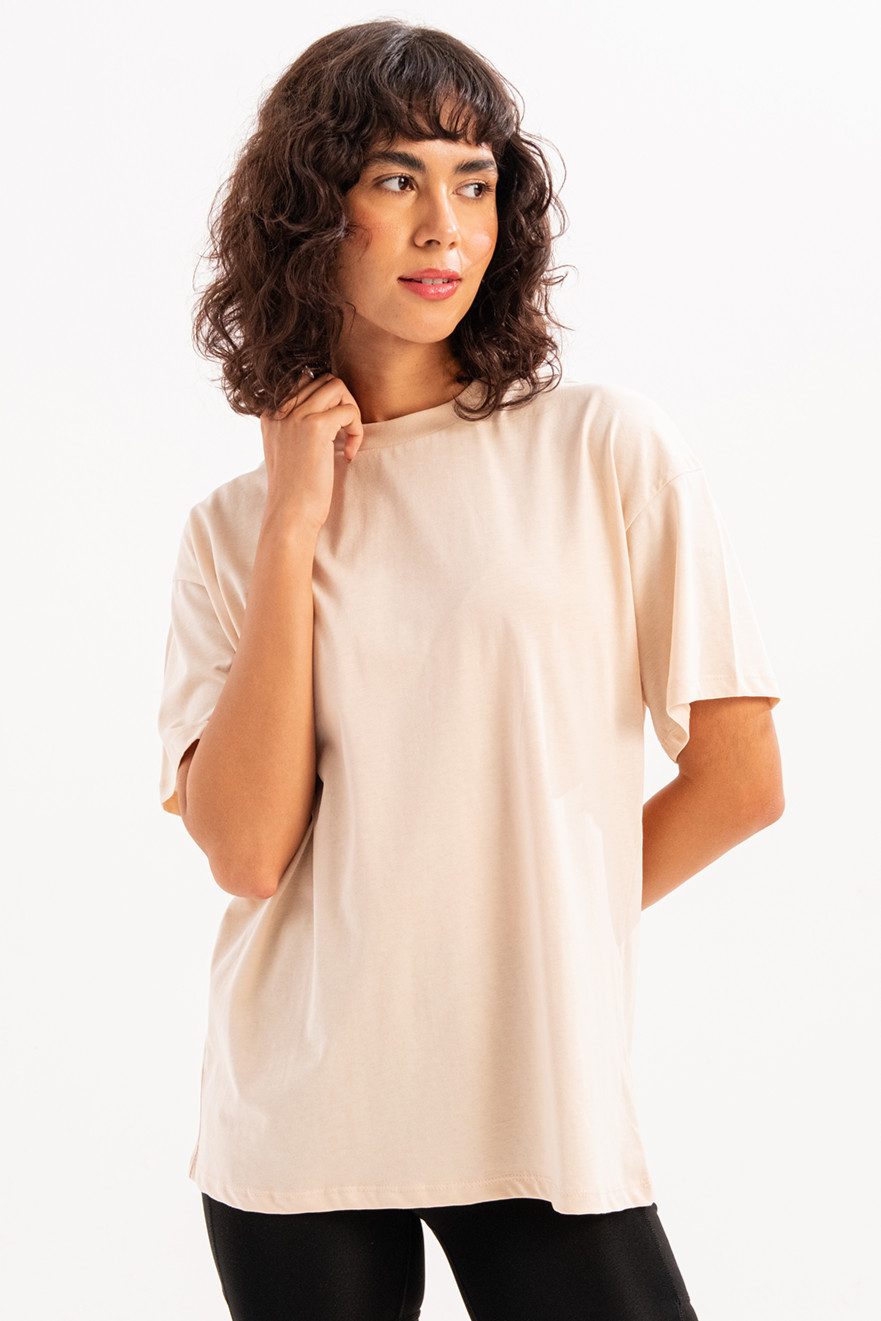 JUSTEVER T-Shirt Damen-T-Shirt mit Rundhalsausschnitt, 100 % Baumwolle, Oversize