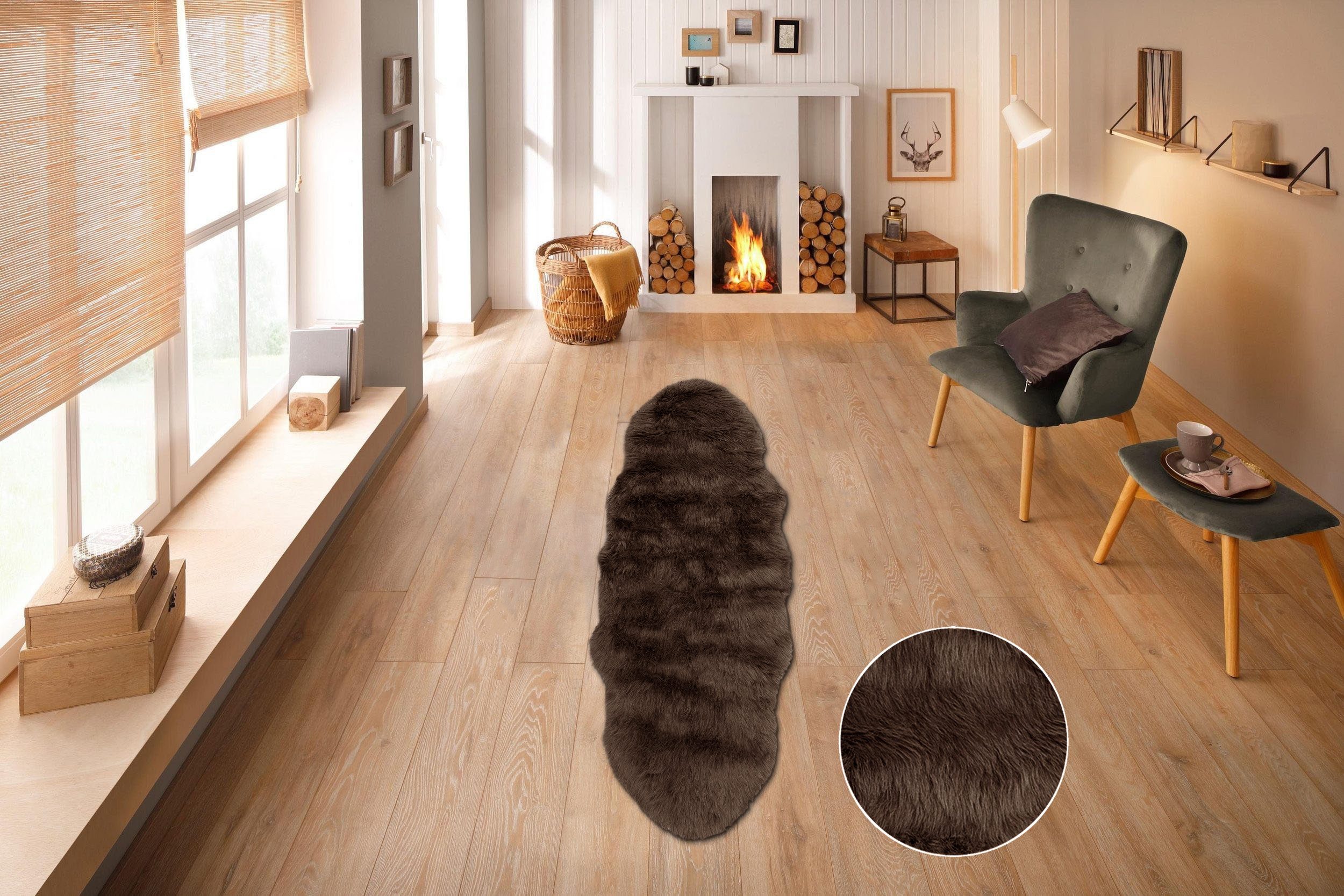 my home Hochflor-Teppich Valeria Fellteppich kuschelig, fellförmig, Höhe: 6 günstig online kaufen