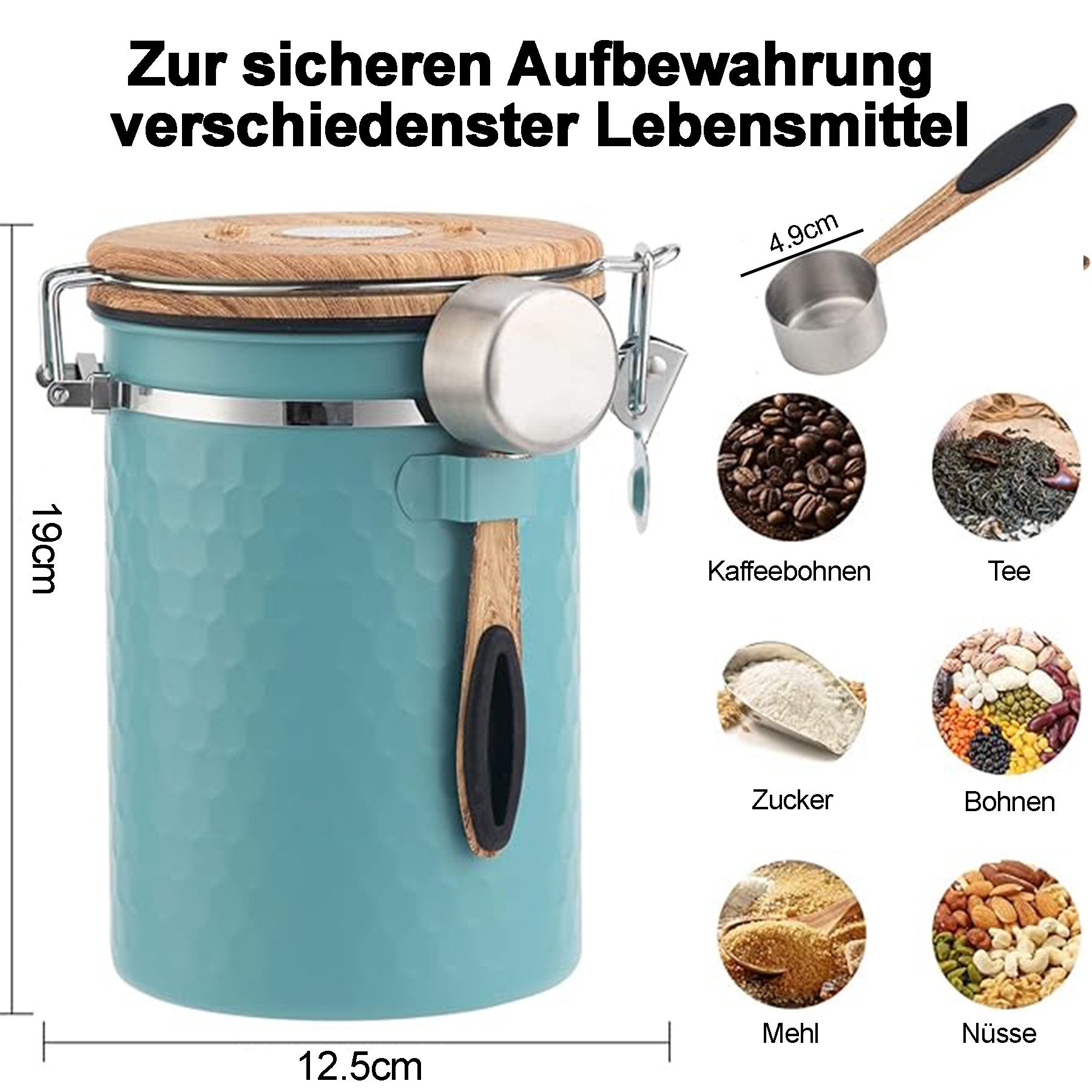 Mutig Kaffeedose Luftdichte Edelstahl Kaffeedose, 1,8 L Vakuum KaffeebohnenbehäLter, (für NüsseTee NüSse Kakao LäNger Und Frisch Bleiben)