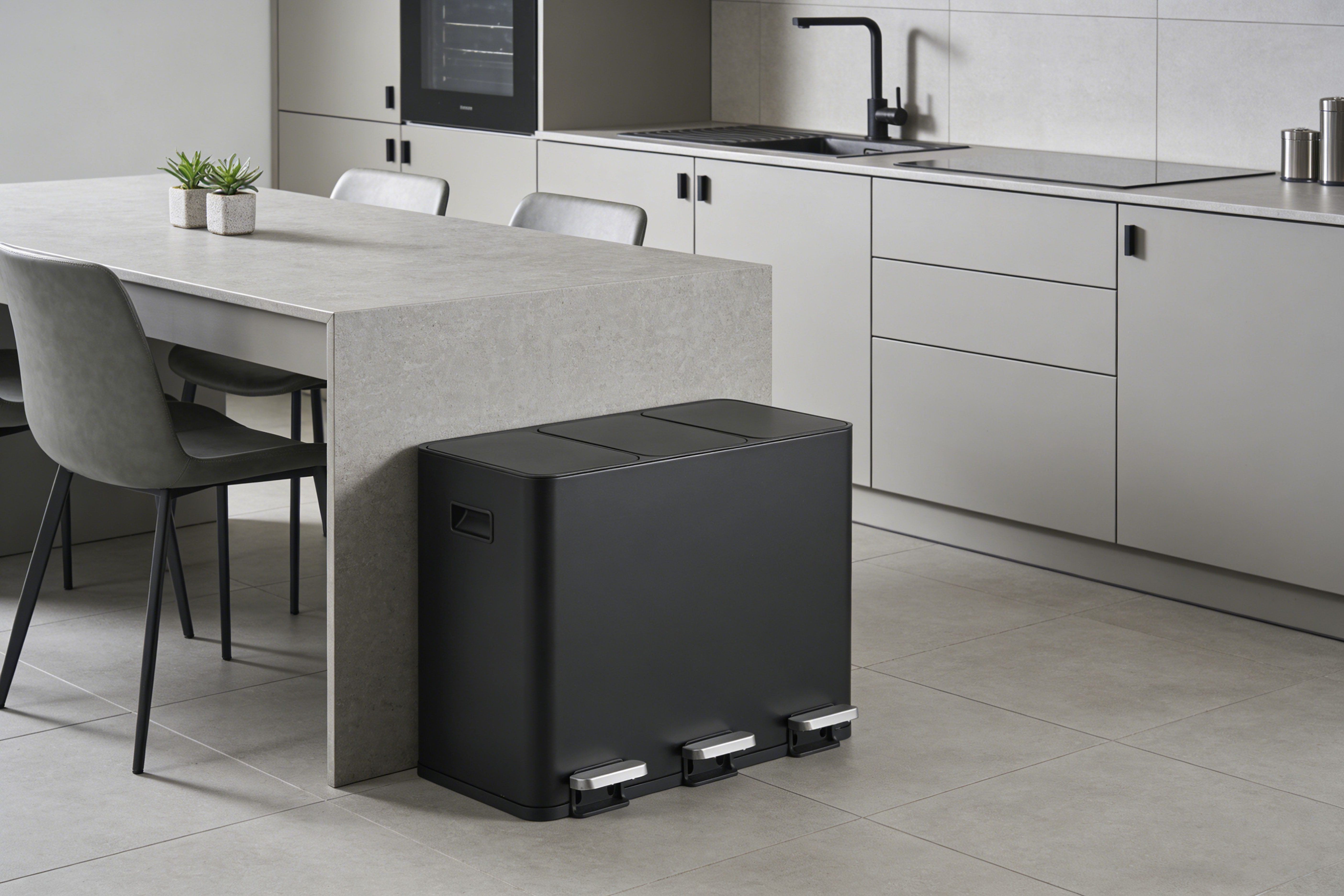 OTTO home Mülleimer Garrin, Soft Close, Fassungsvermögen 3x 15 Liter, Mülltrennsystem mit 3 separaten Innenbehältern und Fußtrittpedalen