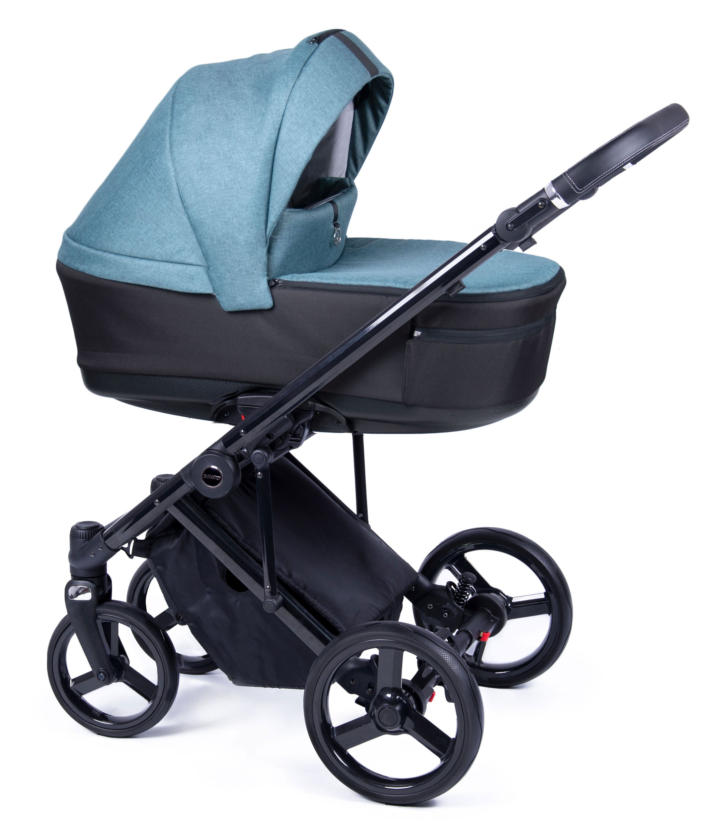 2 Gestell 24 = Fado schwarz - Kombi-Kinderwagen Kinderwagen-Set Türkis - in Designs 14 babies-on-wheels Teile in 1