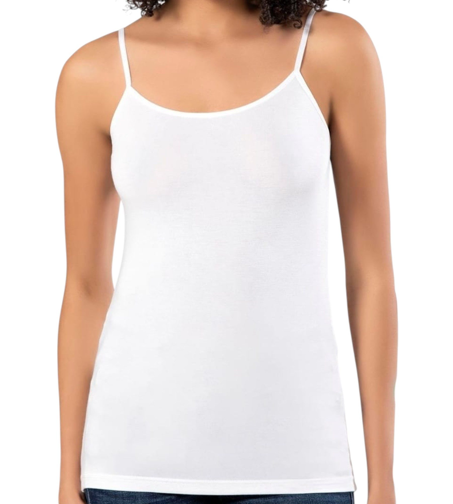 fashionshowcase Tanktop 4er Pack Damen Spaghettiträger Unterhemd Baumwolle Basic Top Stretch (Set, Mehrfachpack) atmungsaktiv, hautfreundich