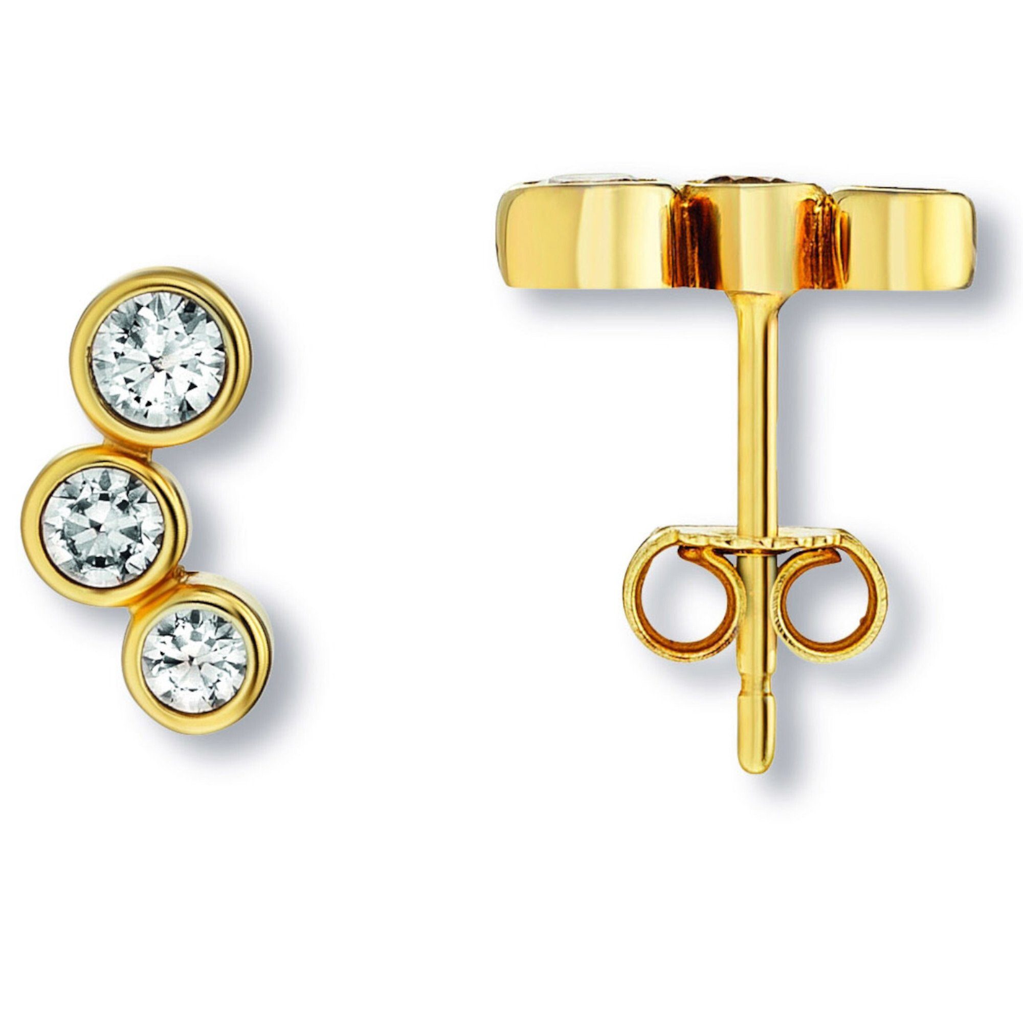 ONE ELEMENT Paar Damen Schmuck 333 Gelbgold, Ohrstecker Ohrringe Gold aus Zirkonia Ohrstecker