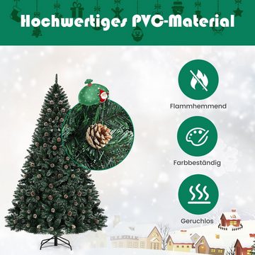COSTWAY Künstlicher Weihnachtsbaum, mit 714 PVC Nadeln & 49 Tannenzapfen