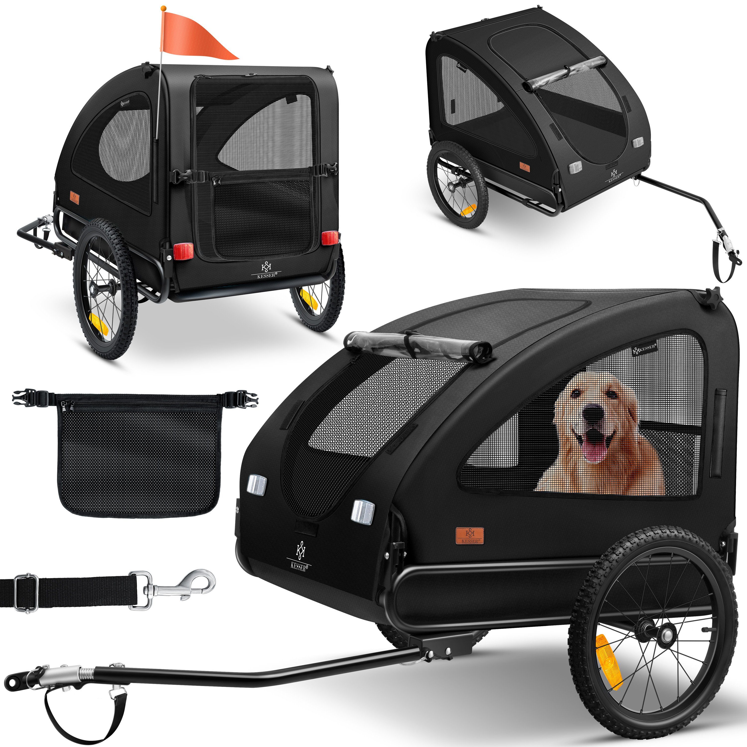 KESSER Fahrradhundeanhänger, Hundeanhänger Boxer 2-in-1 Hundebuggy Fahrradanhänger groß