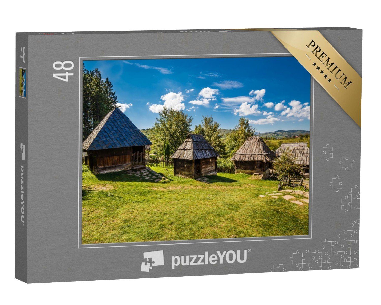puzzleYOU Puzzle Ethno Dorf von Sirogojno - Zlatibor, Serbien, 48 Puzzleteile, puzzleYOU-Kollektionen Serbien