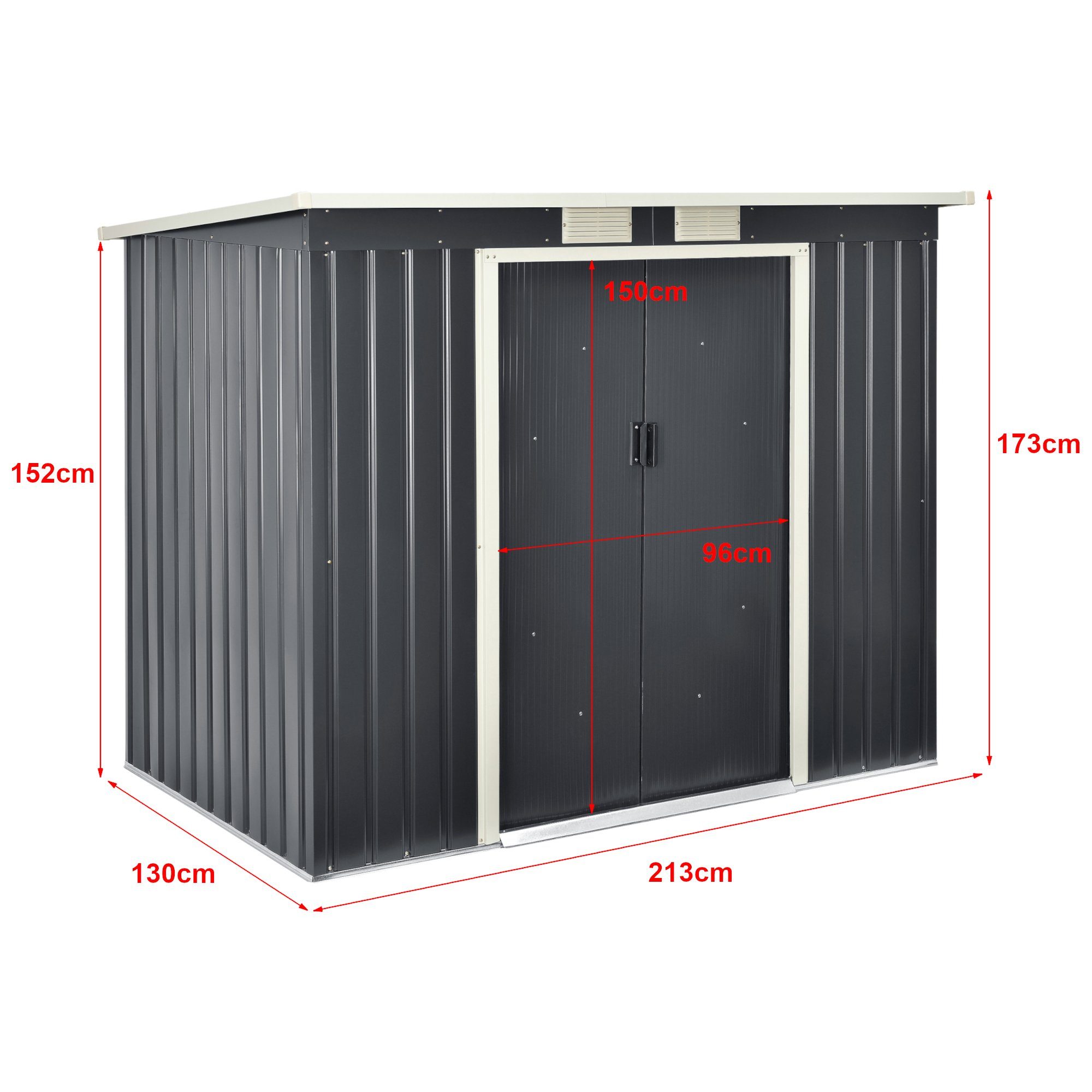 en.casa Gartenhaus, BxT: 213x130 cm, Gartenschuppen 213x130x173cm Stahlblec günstig online kaufen