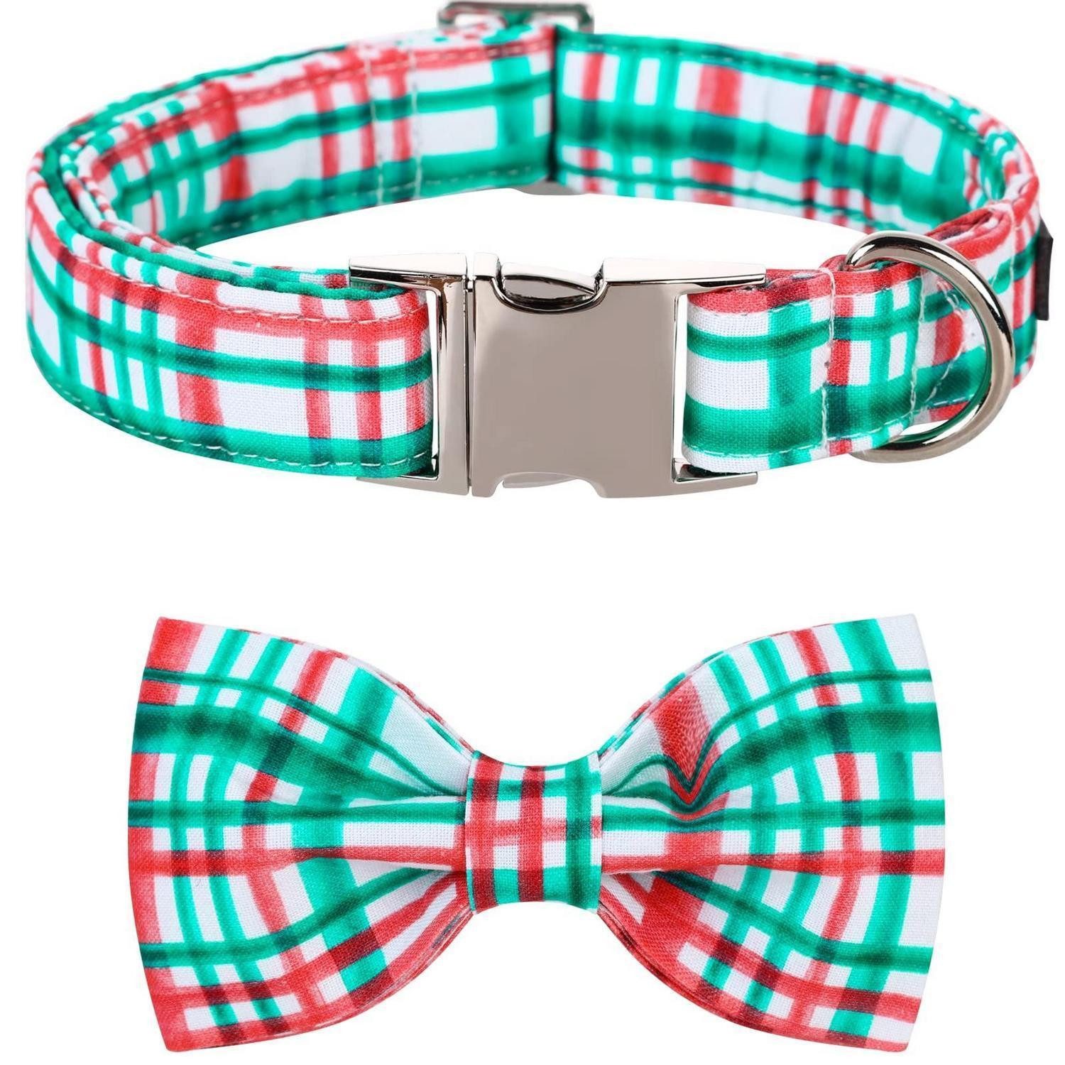 LuxusKollektion Hundefliege Hundehalsband Fliege XXS Rot&Grün kariert