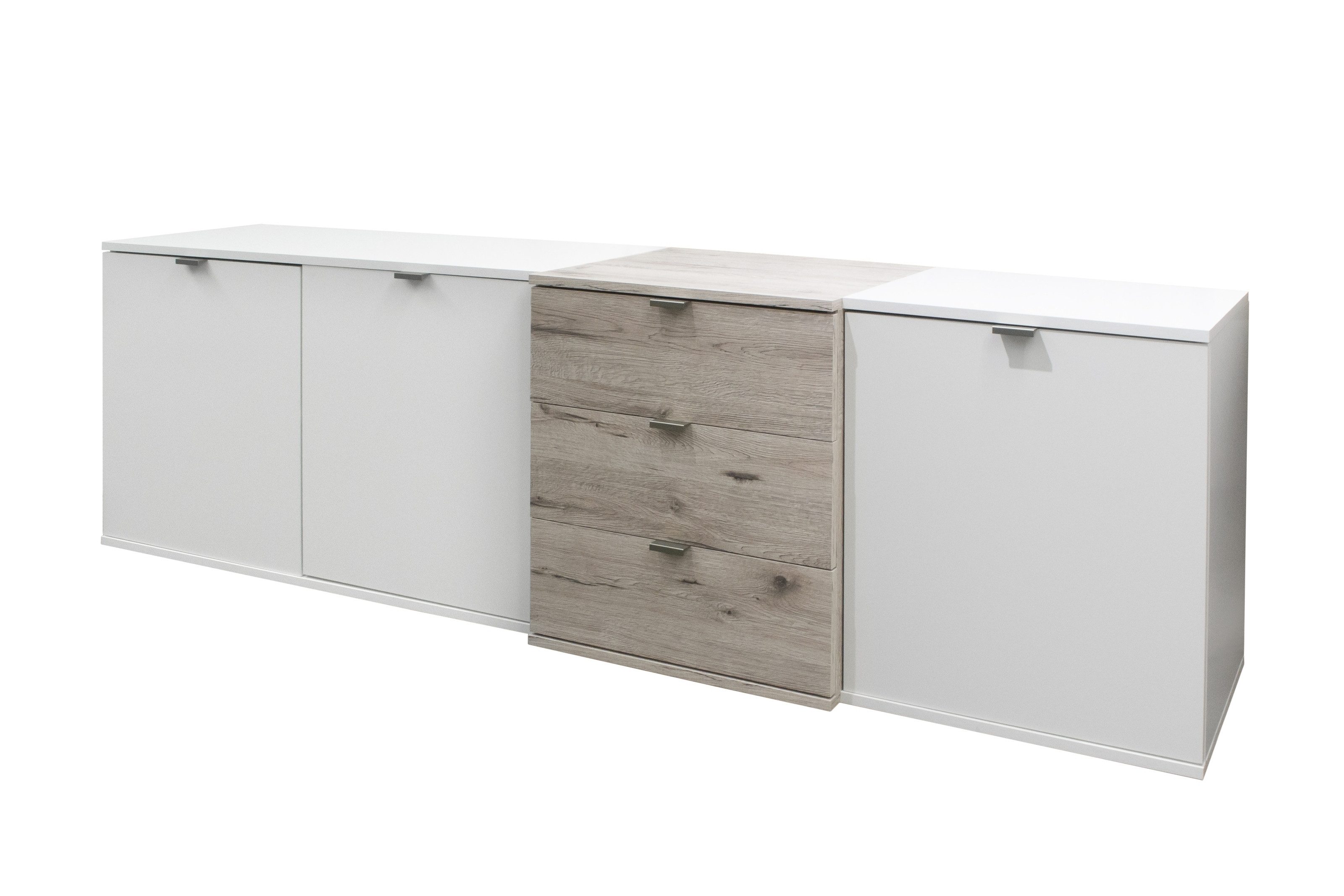 Mäusbacher Lowboard in weiß matt / sandeiche - 178x58x41 (BxHxT)