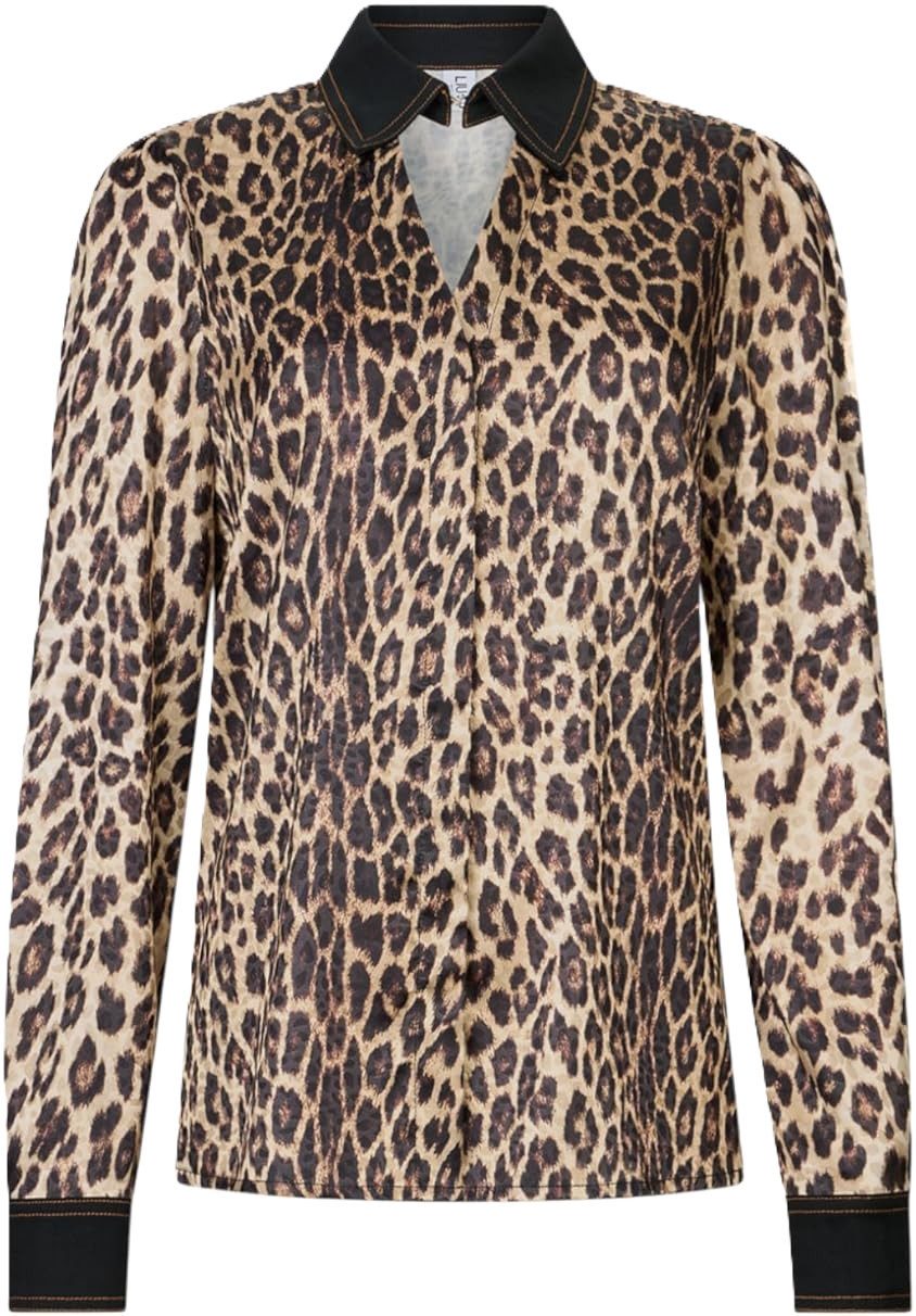 Liu Jo Langarmbluse ? Damen Bluse Leopard ? Langarmhemd mit Print ? elegante Animalprint B