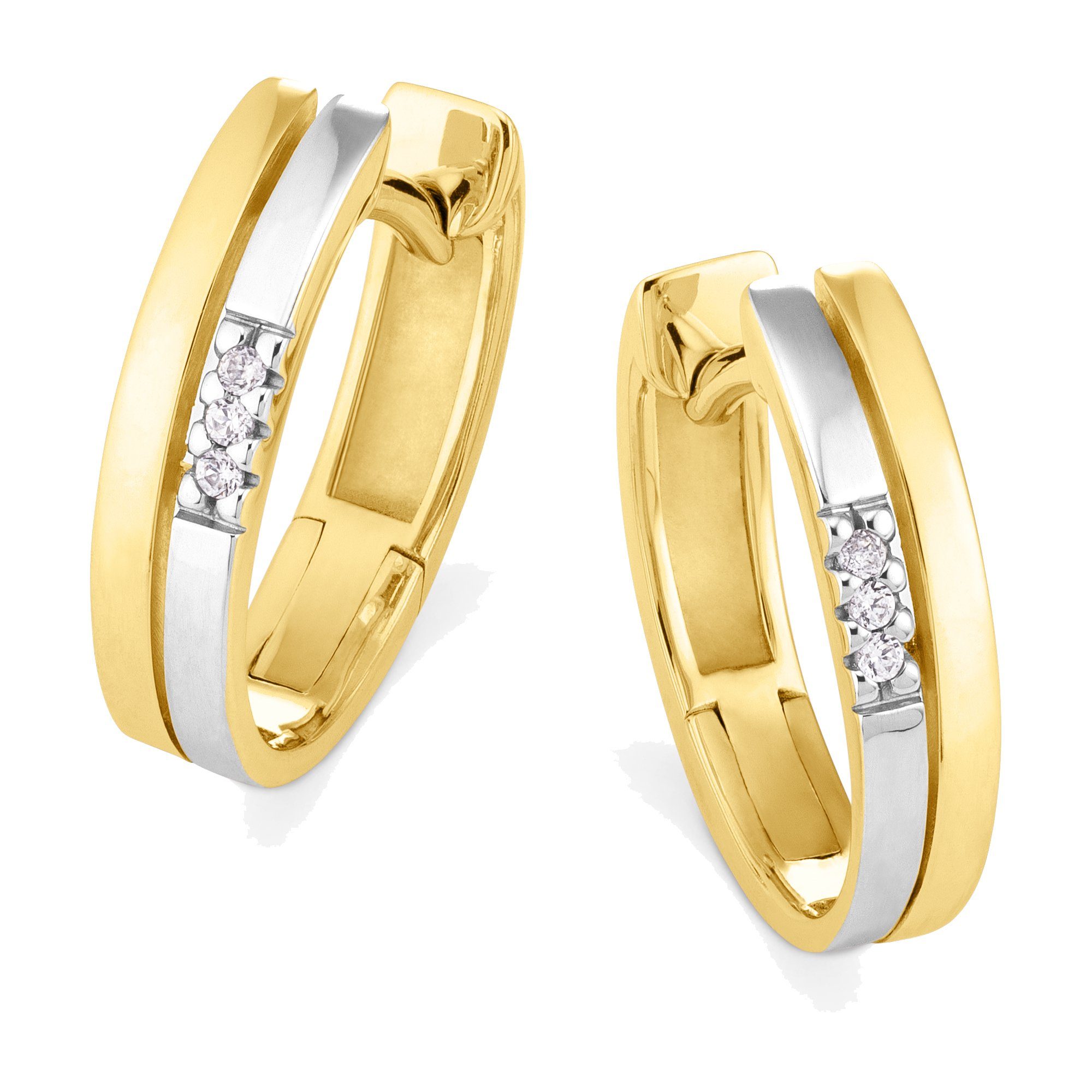 Gold 585 0,03ct. Creolen Paar Brillanten Orolino